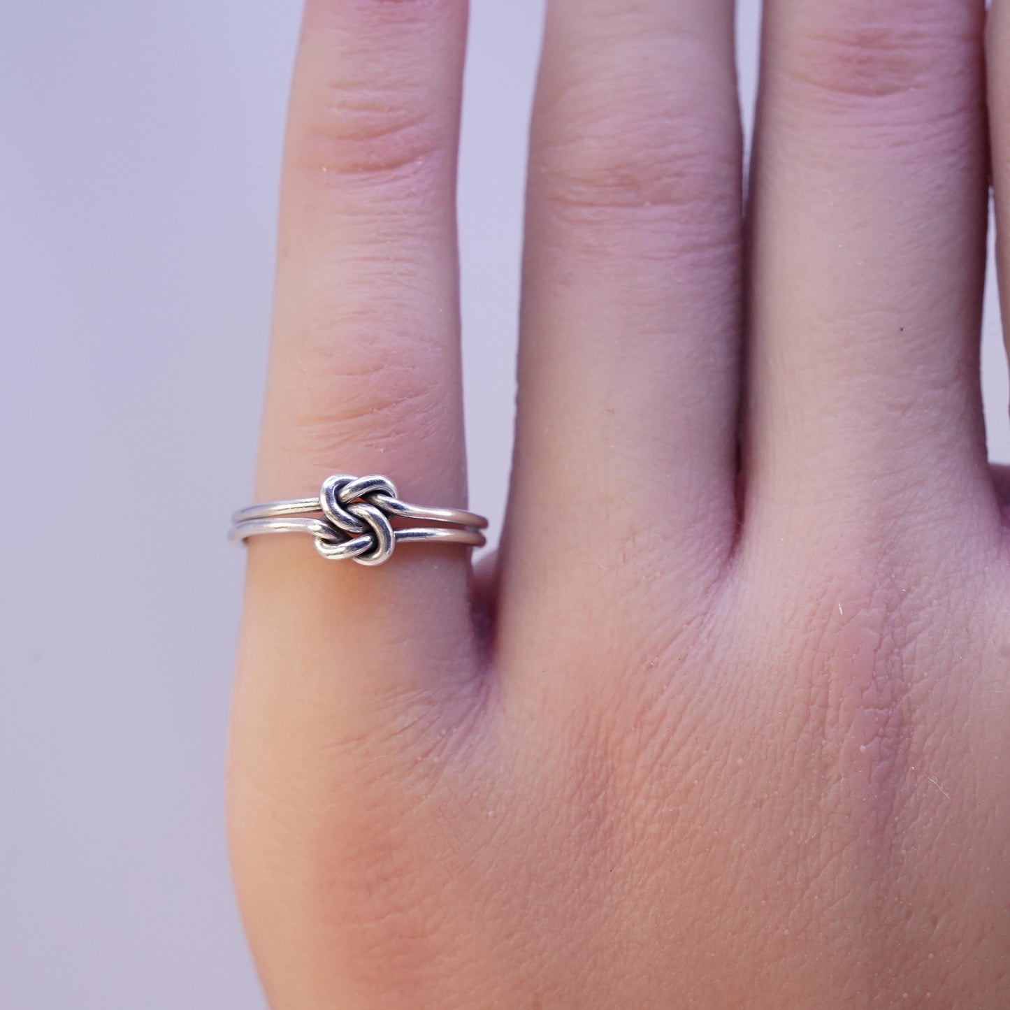 Size 5.75, vintage sterling silver ring, solid 925 silver wired knotted band