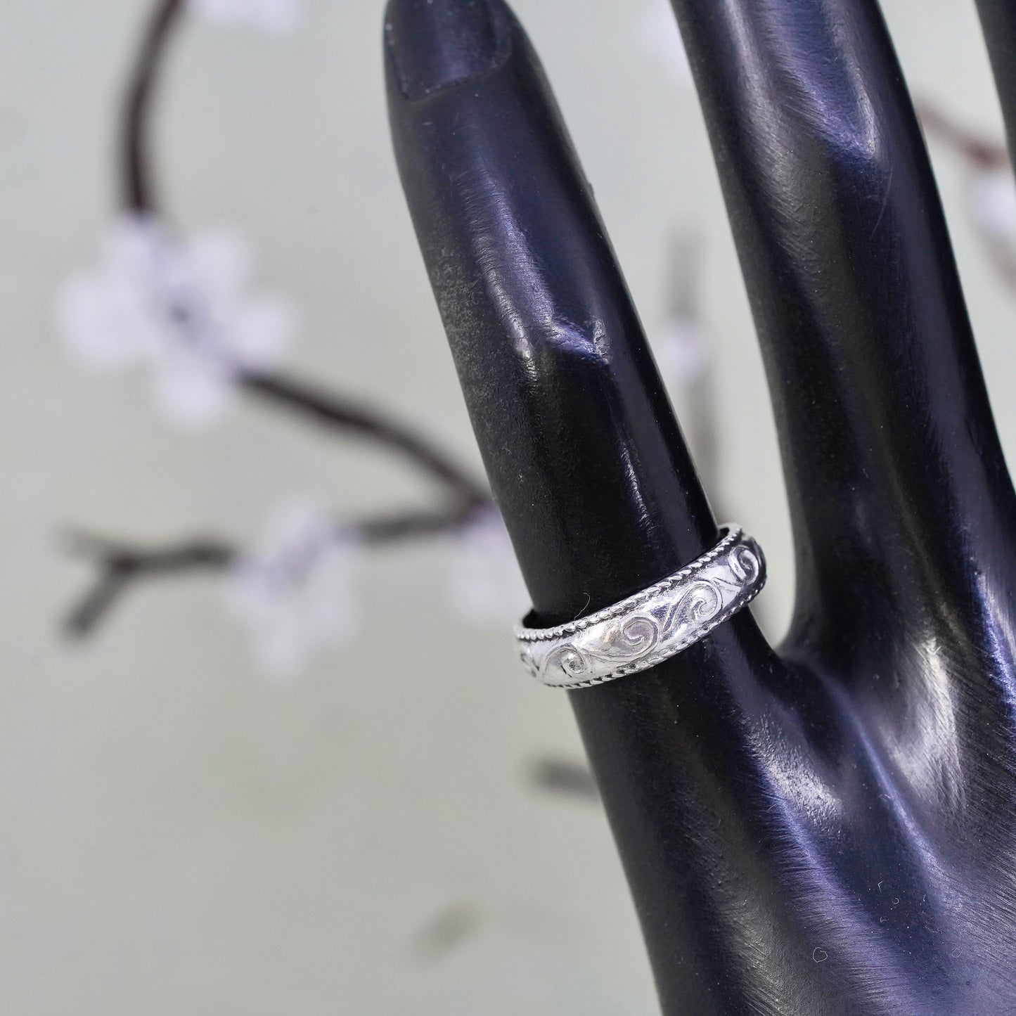 Size 3.25, vintage Sterling silver handmade ring, 925 wavy band