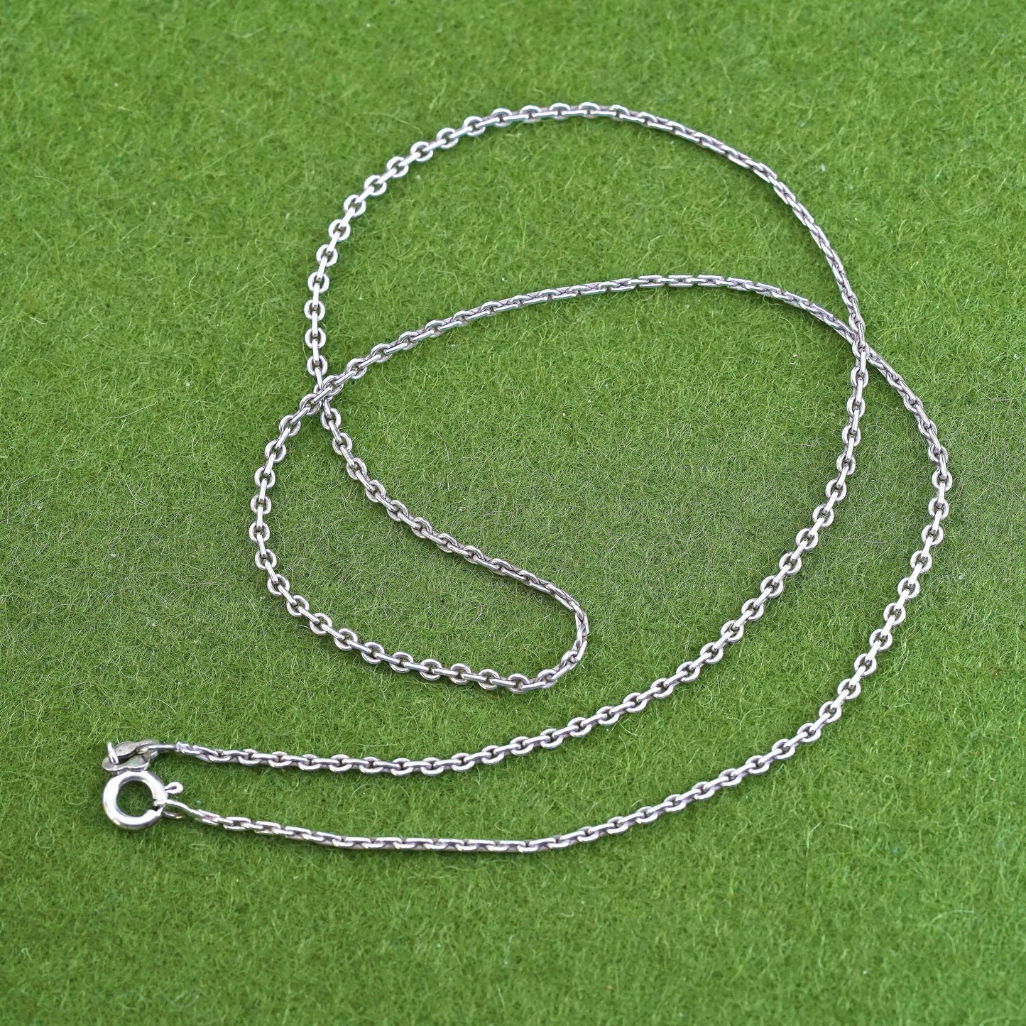 18" 1.6mm, Vintage Italian sterling circle link chain, 925 silver necklace