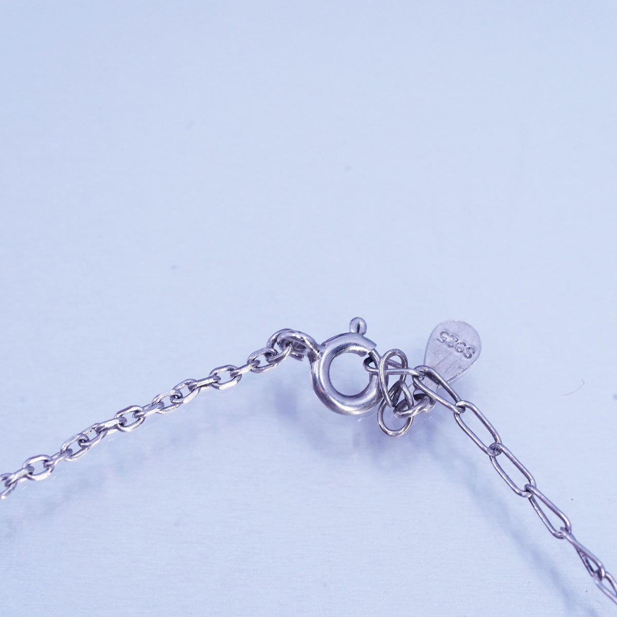 8.5+1", Sterling Silver Bracelet, 925 oval Chain Anklet double heart Charm