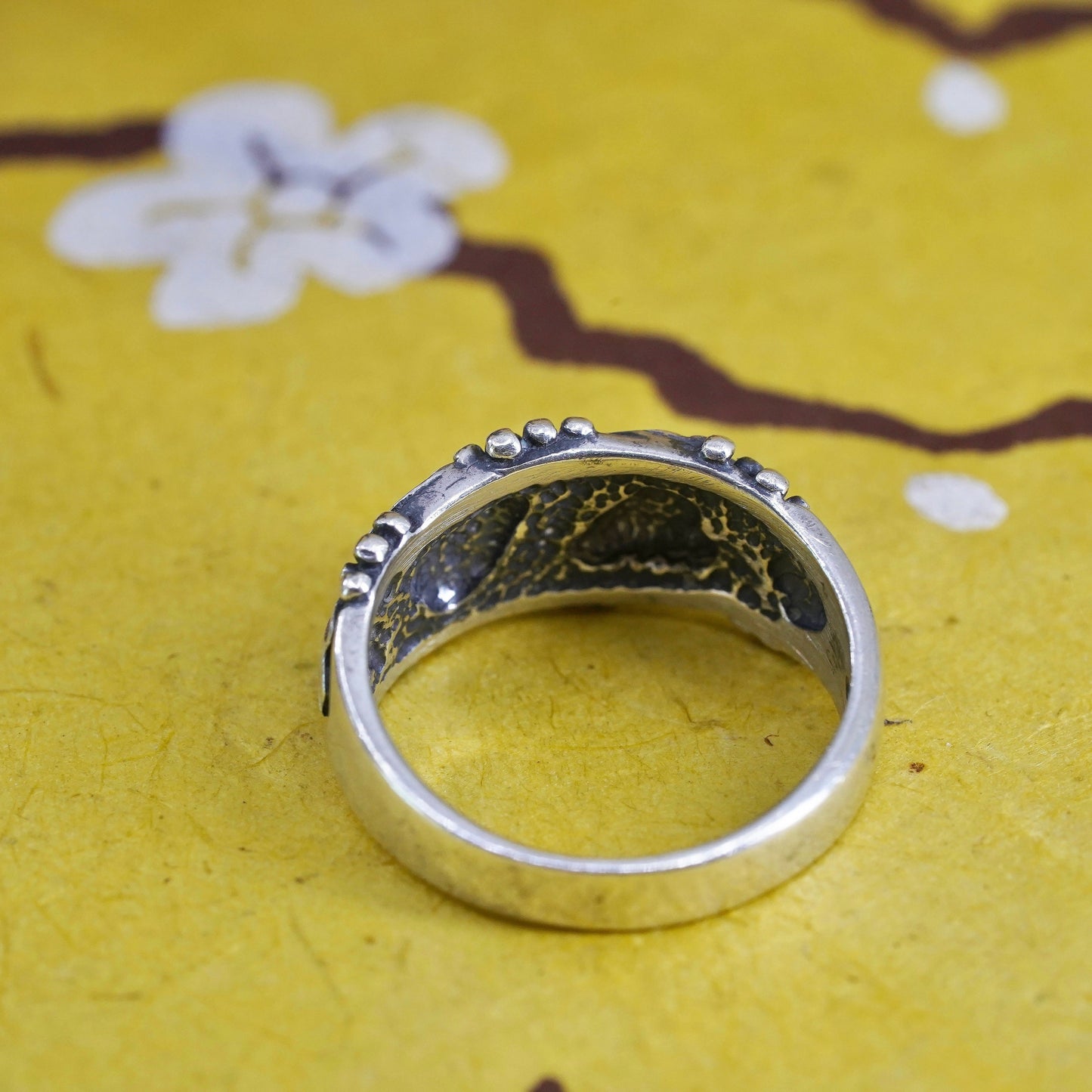 Size 6.5, Wheeler jewelry Sterling silver ring, 925 band with grape vine leaves