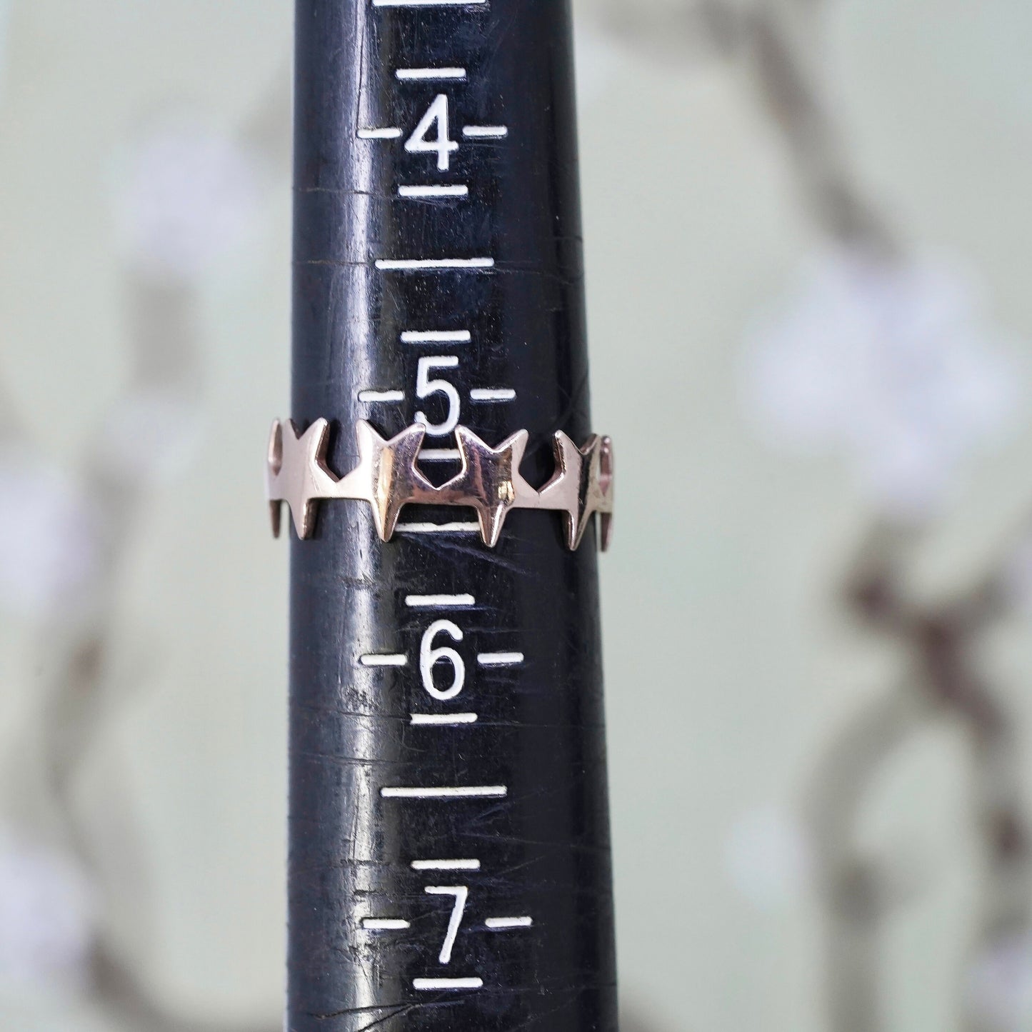 Size 5, vintage rose gold over Sterling silver handmade ring, 925 star band