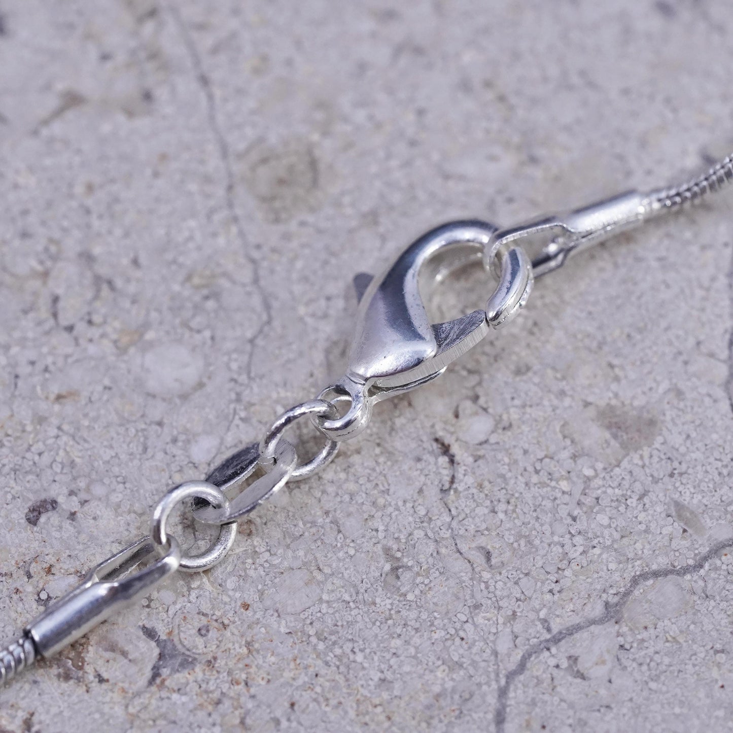Vintage Sterling 925 Silver Necklace, snake chain and Idocrase pendant