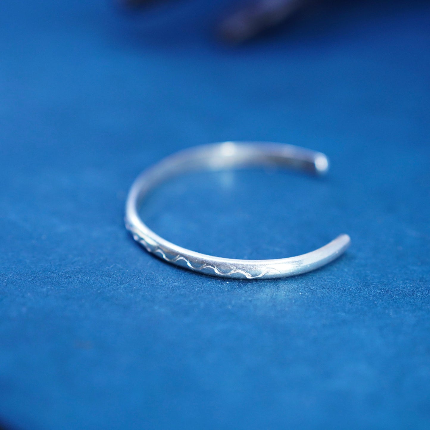 6.5”, Native American sterling silver bracelet, stackable 925 textured cuff