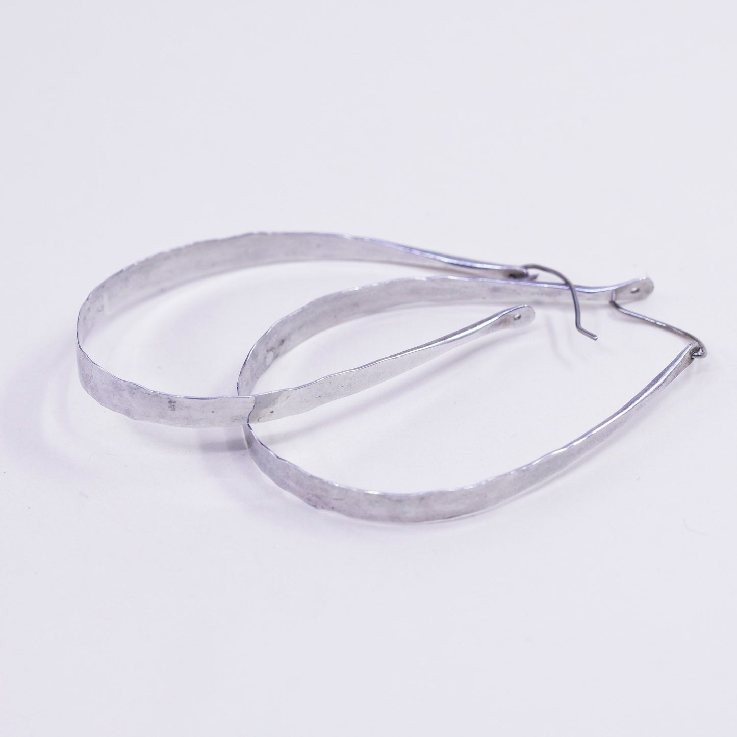 2”, Vintage sterling 925 silver loop earrings, oval hoops, silver tested