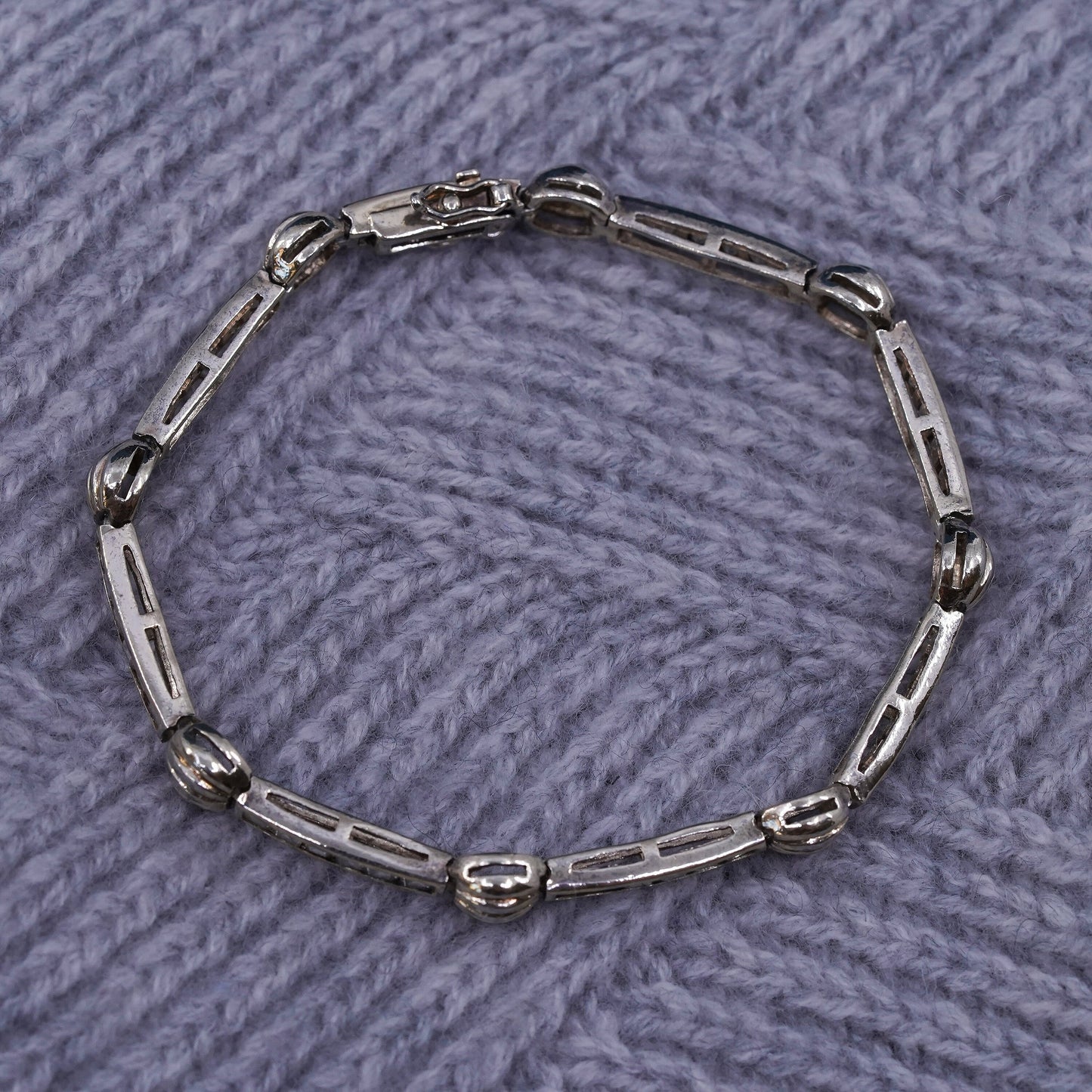 7”, vintage vermeil gold over sterling 925 silver tennis bracelet with cz
