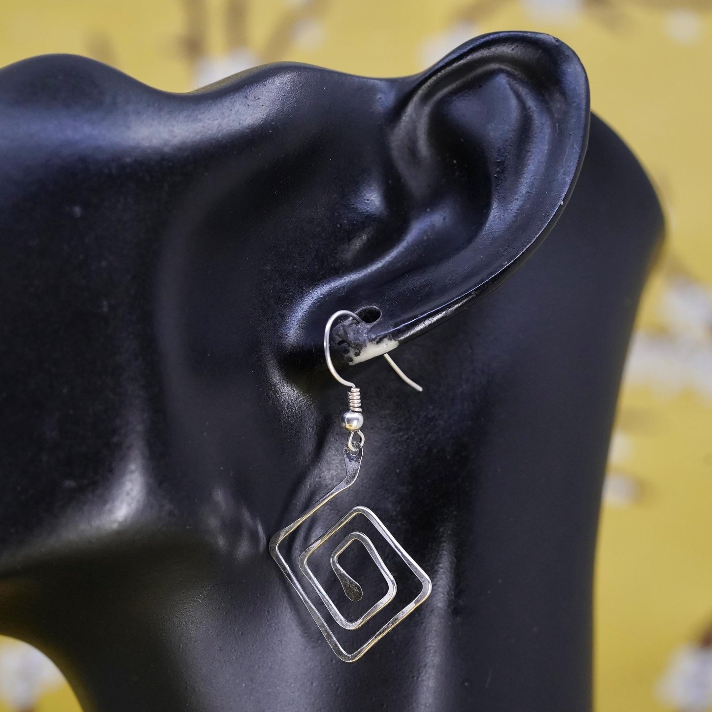 Vintage Sterling silver handmade earrings, 925 sprial dangles