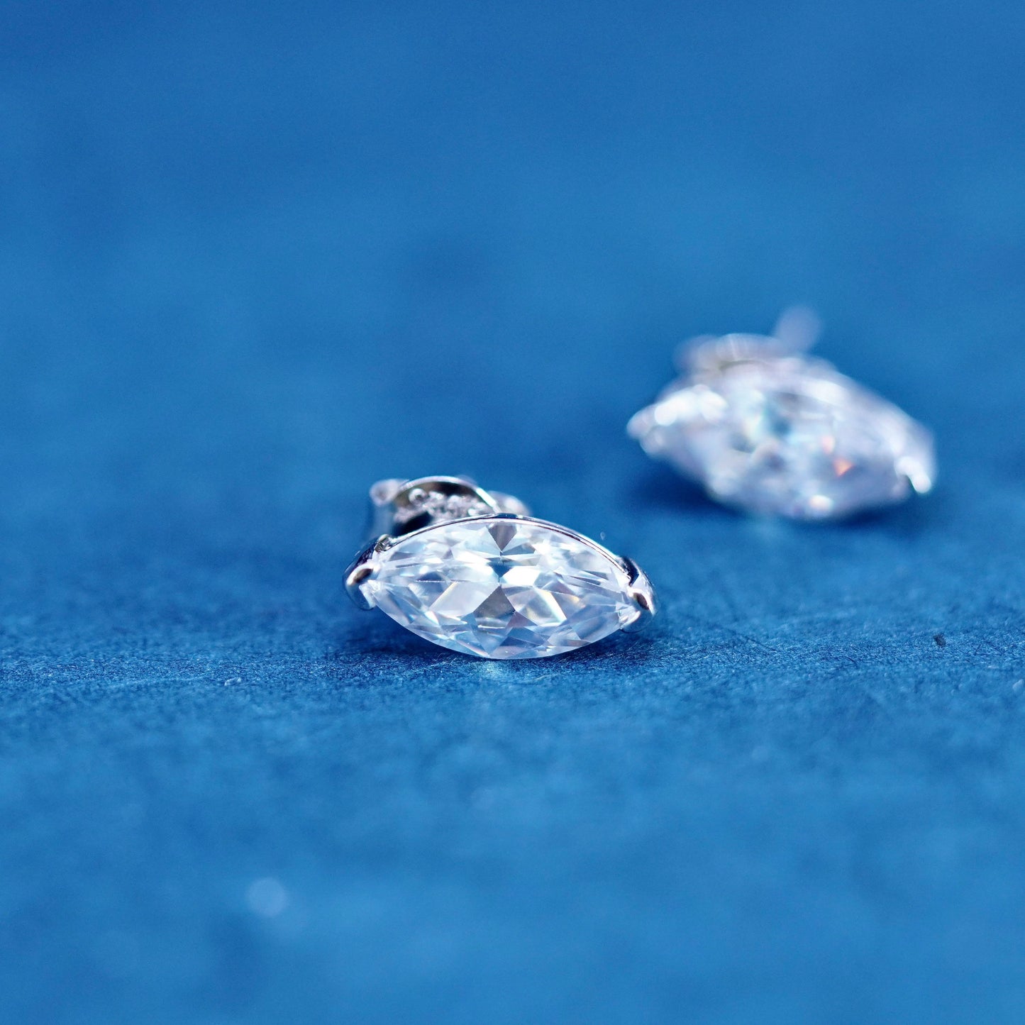 Sterling silver handmade earrings, 925 cz studs
