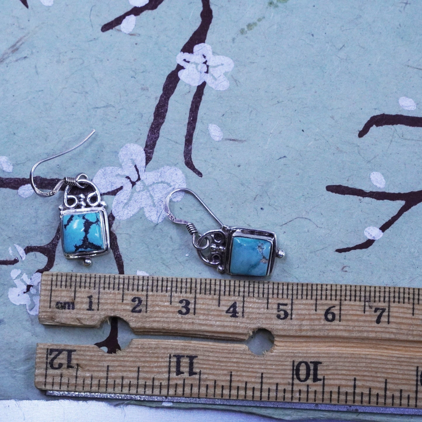 Vintage Sterling silver 925 handmade earrings with turquoise