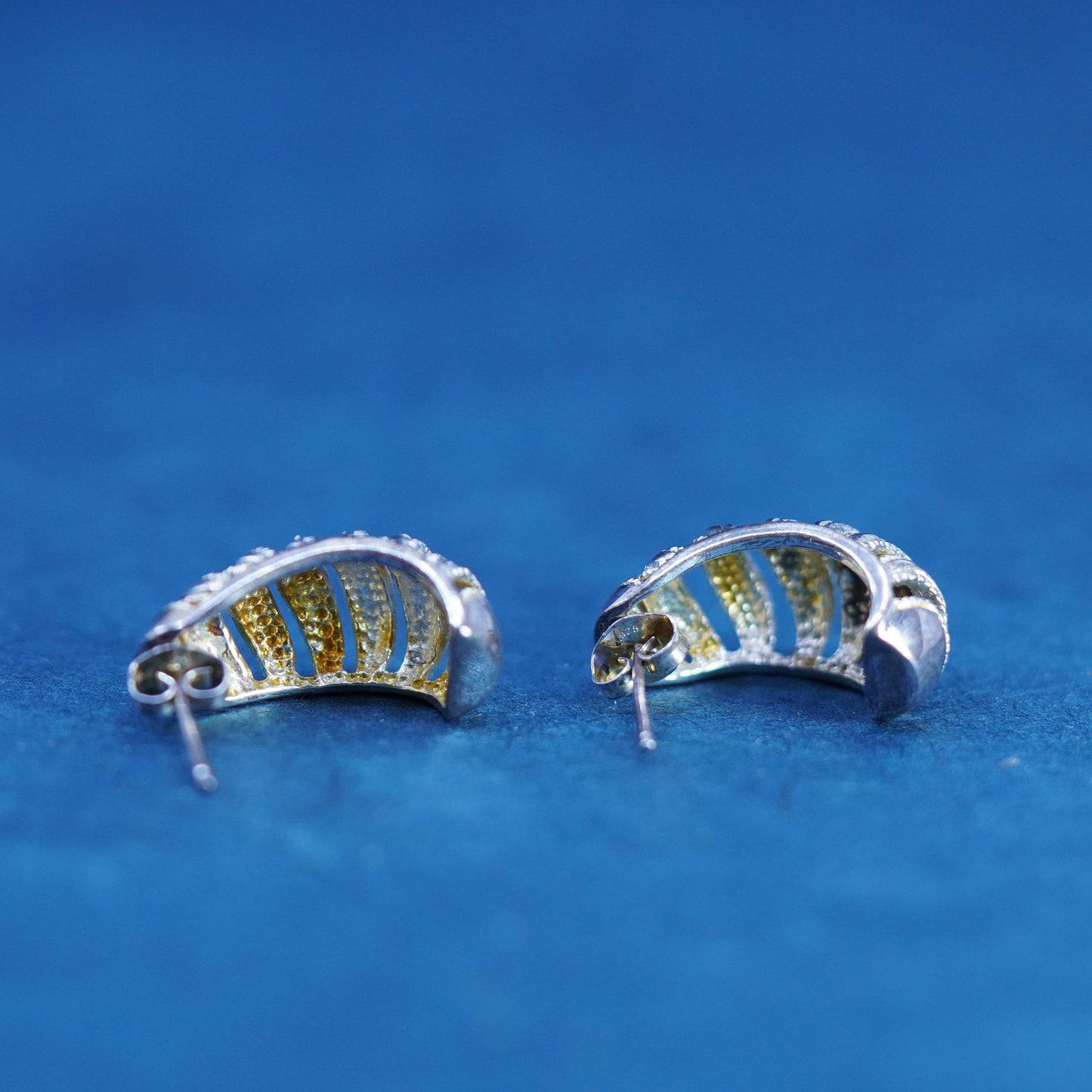 0.75”, southwestern Sterling Silver handmade Earrings 925 textured huggie studs