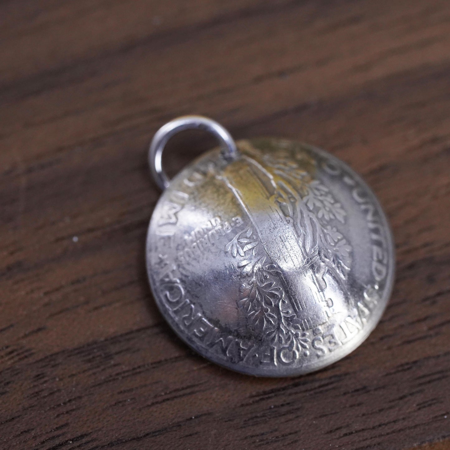 Vintage Sterling silver handmade charm, 925 United States one dime pendant