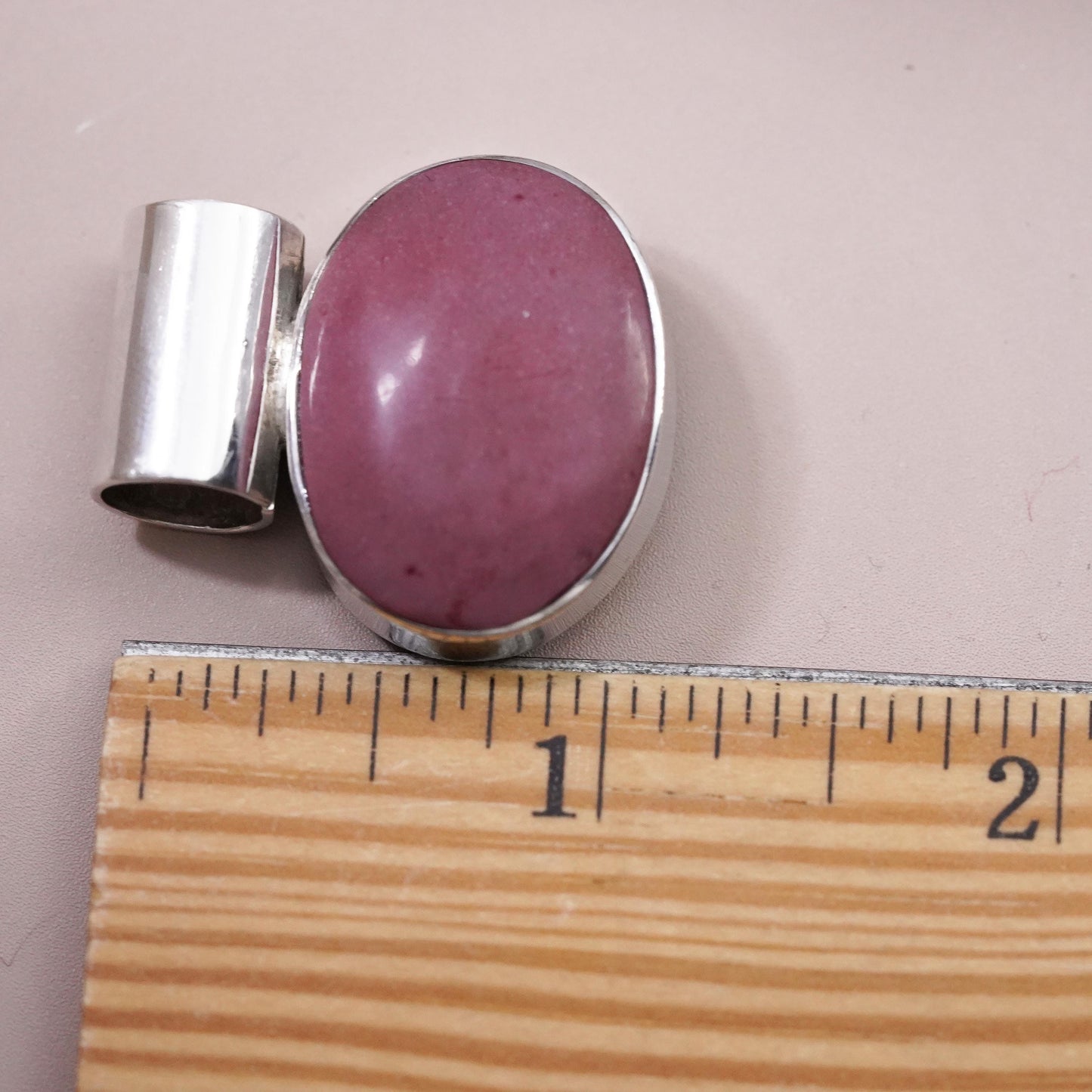 Vintage Mexican Sterling 925 Silver double side oval pendant with onyx jasper