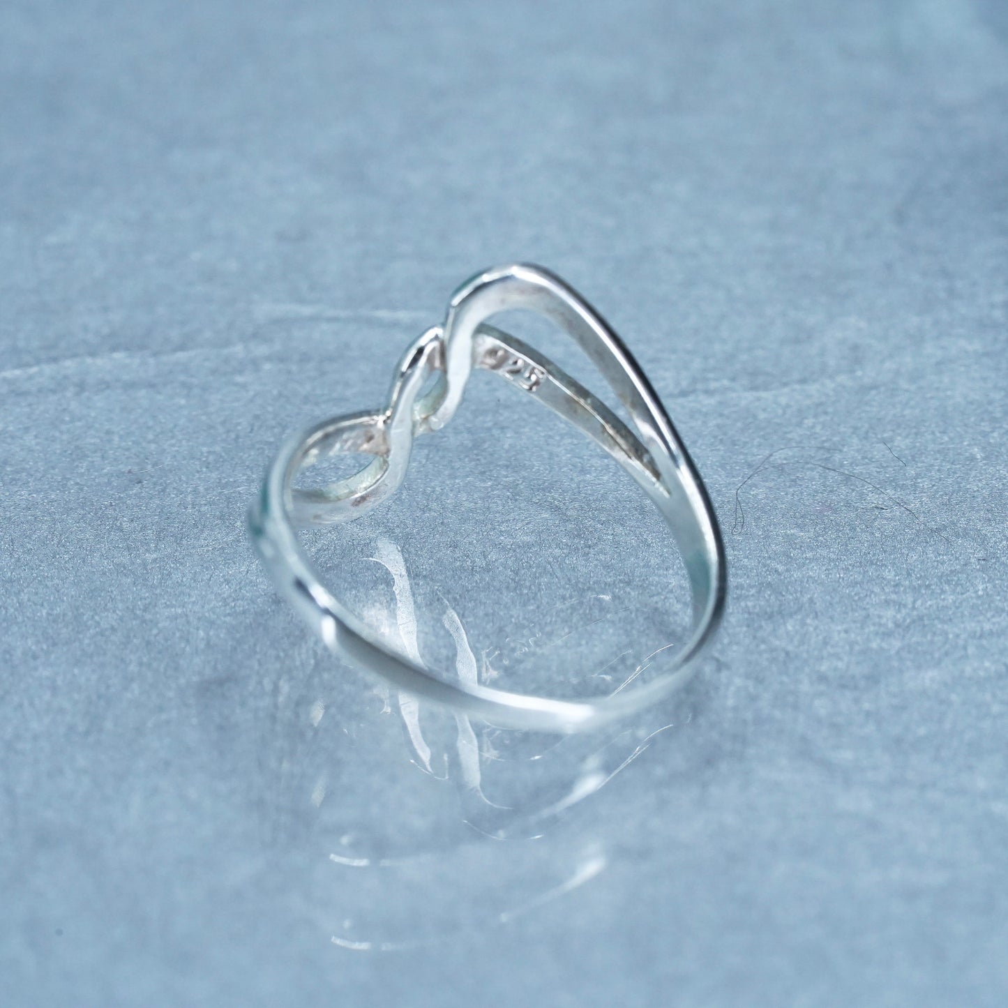 Size 8.75, vintage modern Sterling 925 silver handmade ring, wavy band