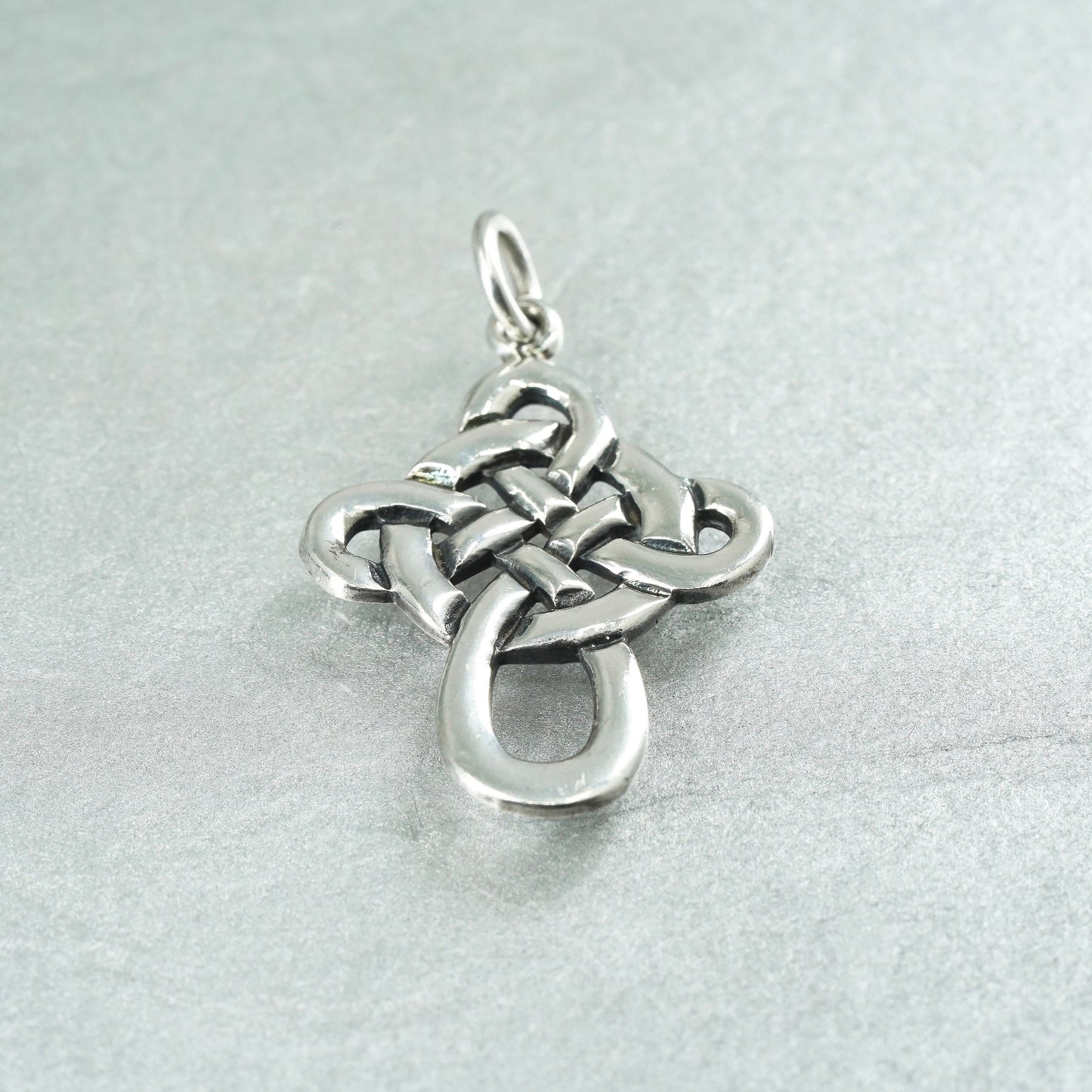Vintage sterling 925 silver handmade Irish Celtic knot cross pendant