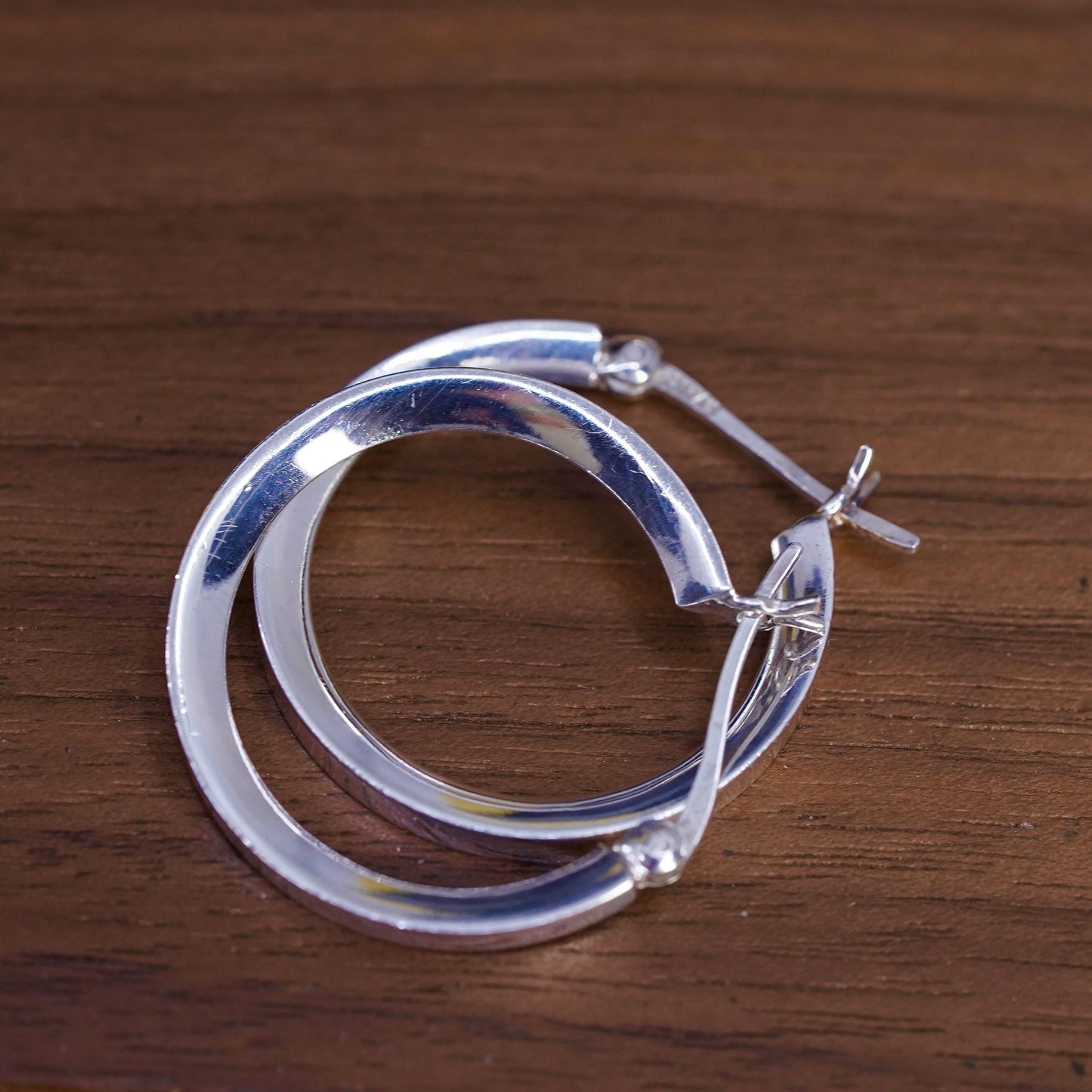 1”, vintage Sterling silver handmade hoops, ribbed 925 huggie earrings
