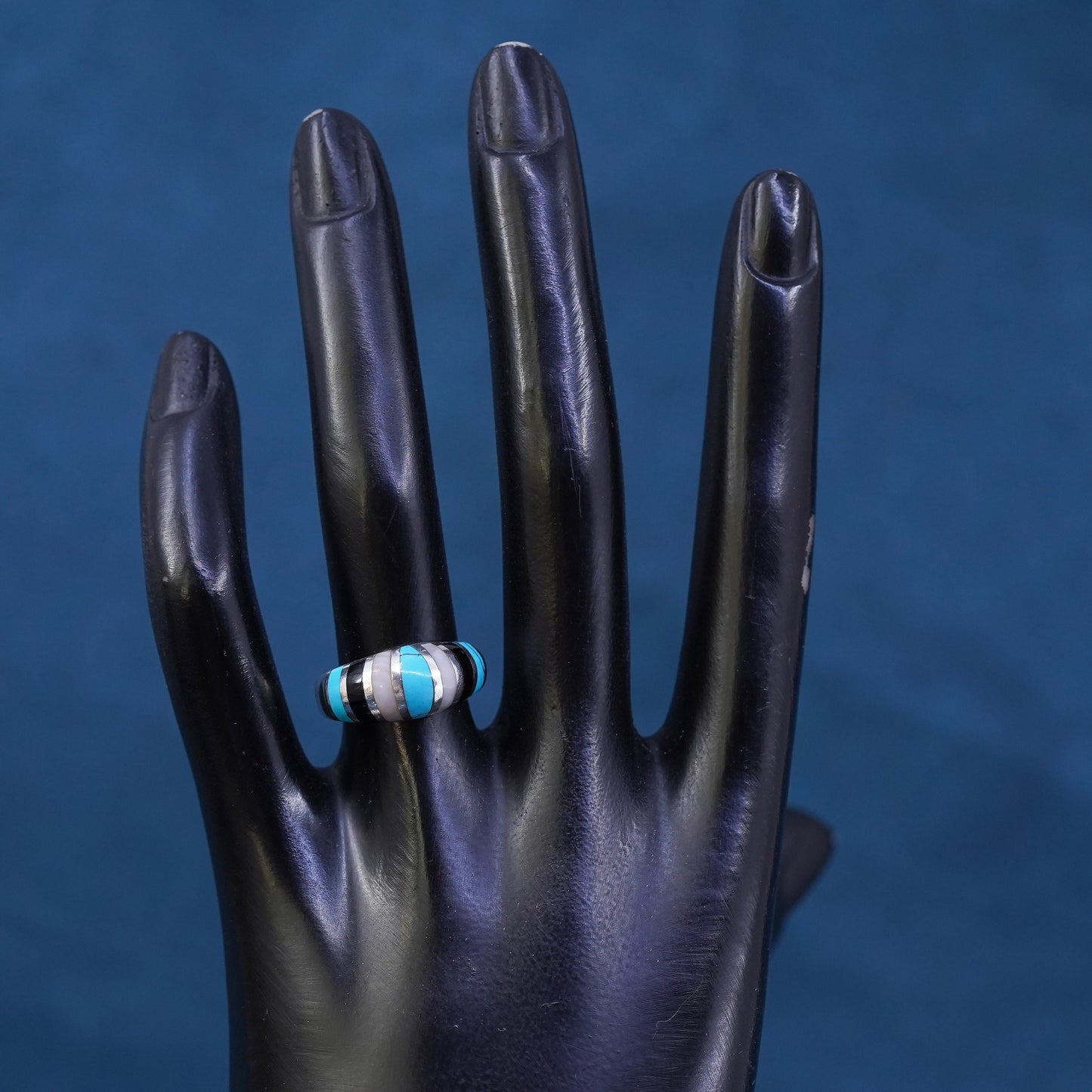 Size 6.5, Sterling 925 silver ring, Native American, southwestern turquoise