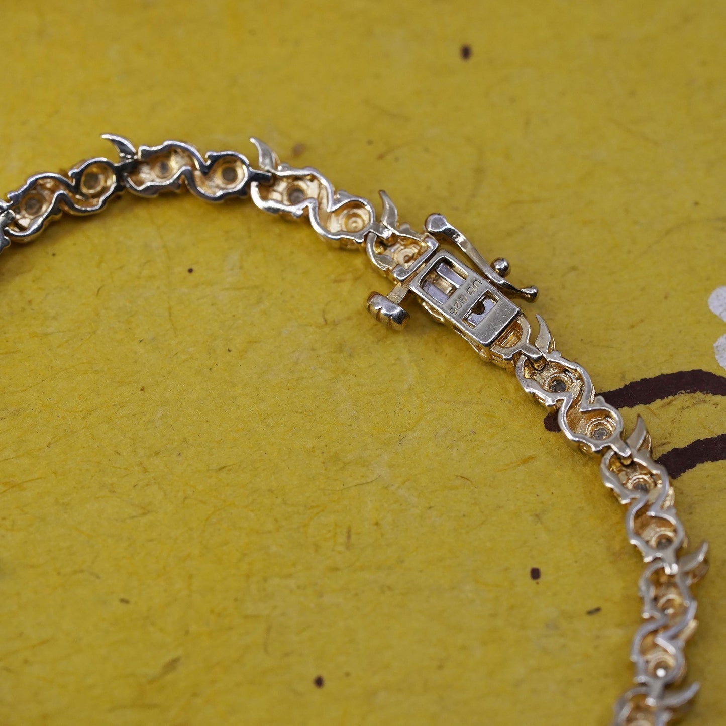 7", vermeil yellow gold Sterling silver tennis bracelet, 925 genuine diamond