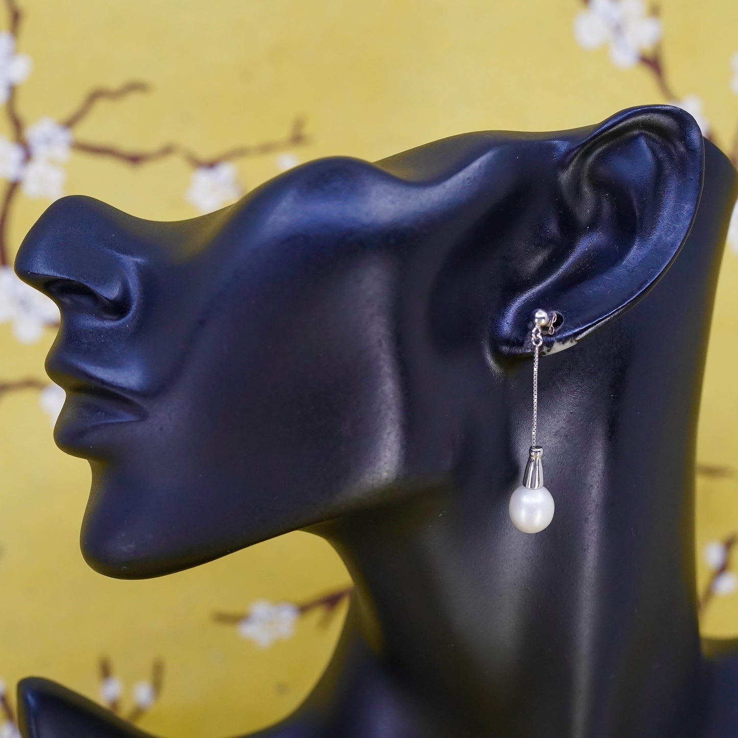 Vintage Sterling 925 silver handmade earrings with pearl drops