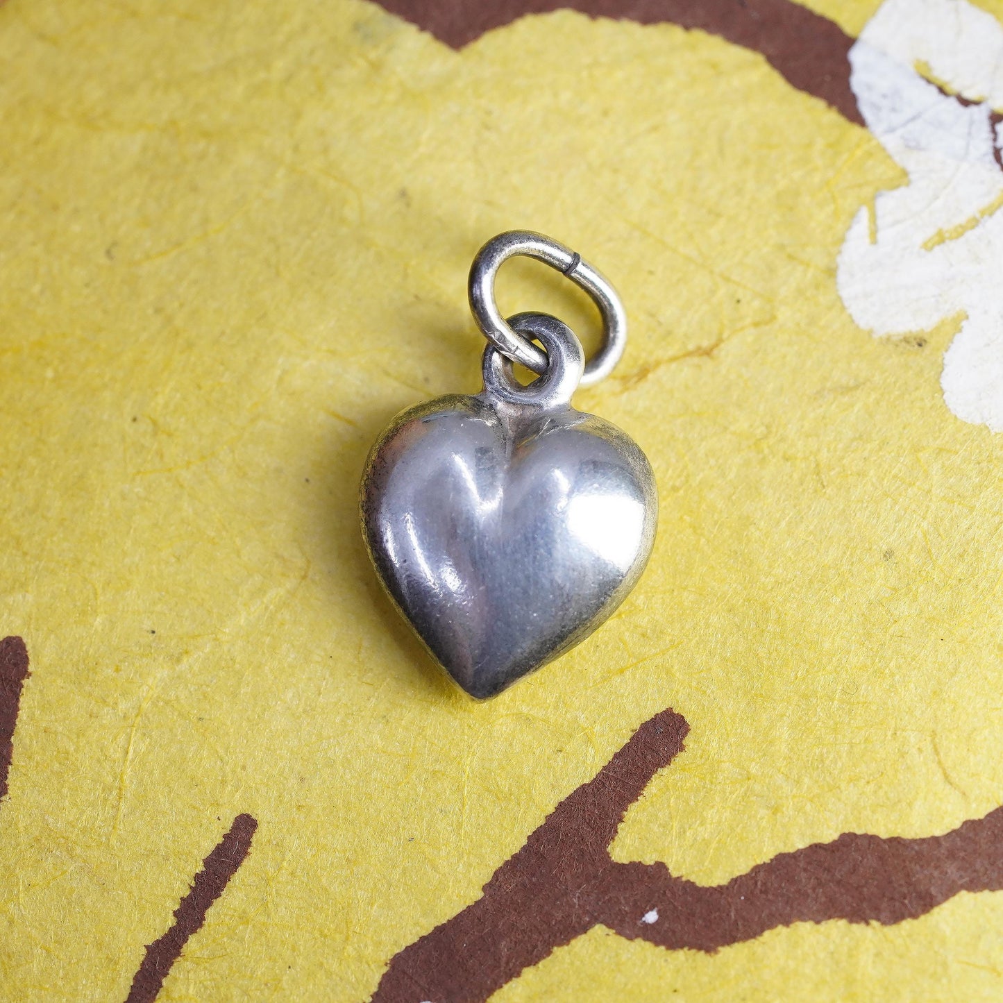 Vintage Sterling silver handmade charm, Italian 925 heart pendant
