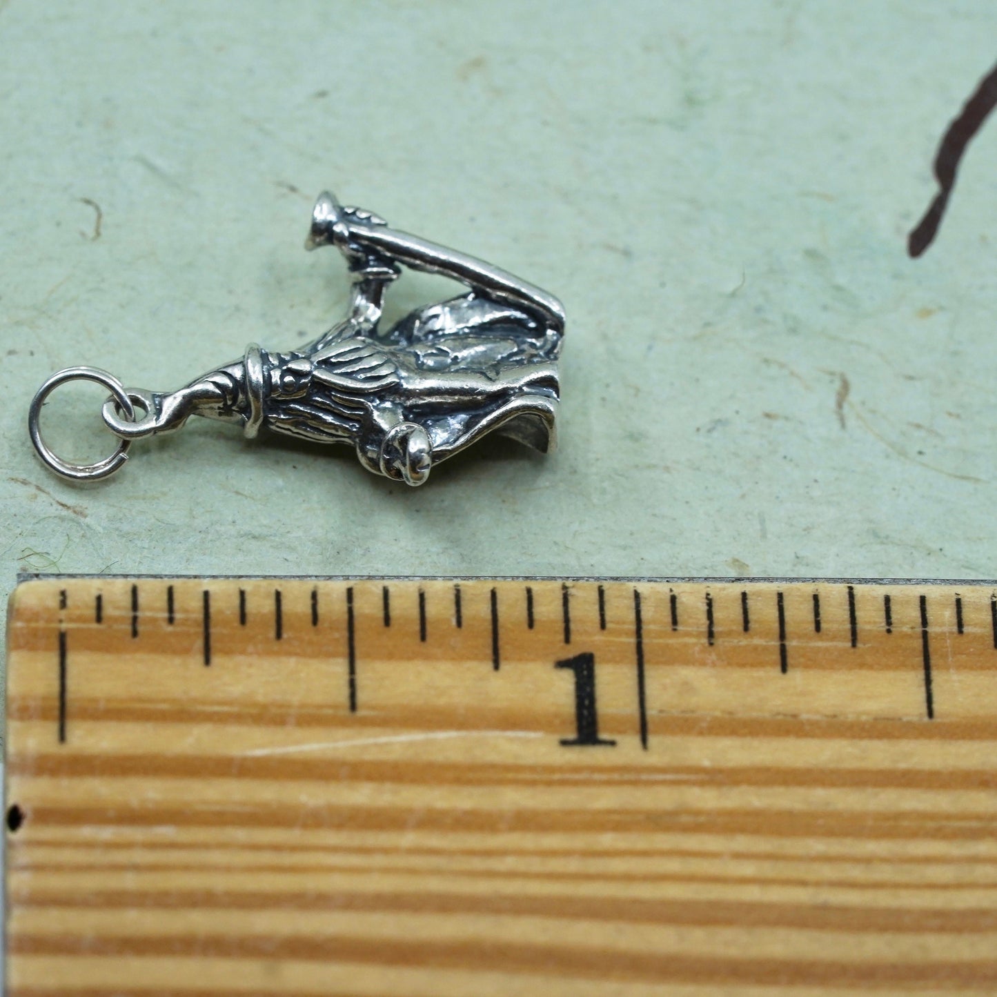 vintage Sterling silver handmade pendant, 925 witch charm