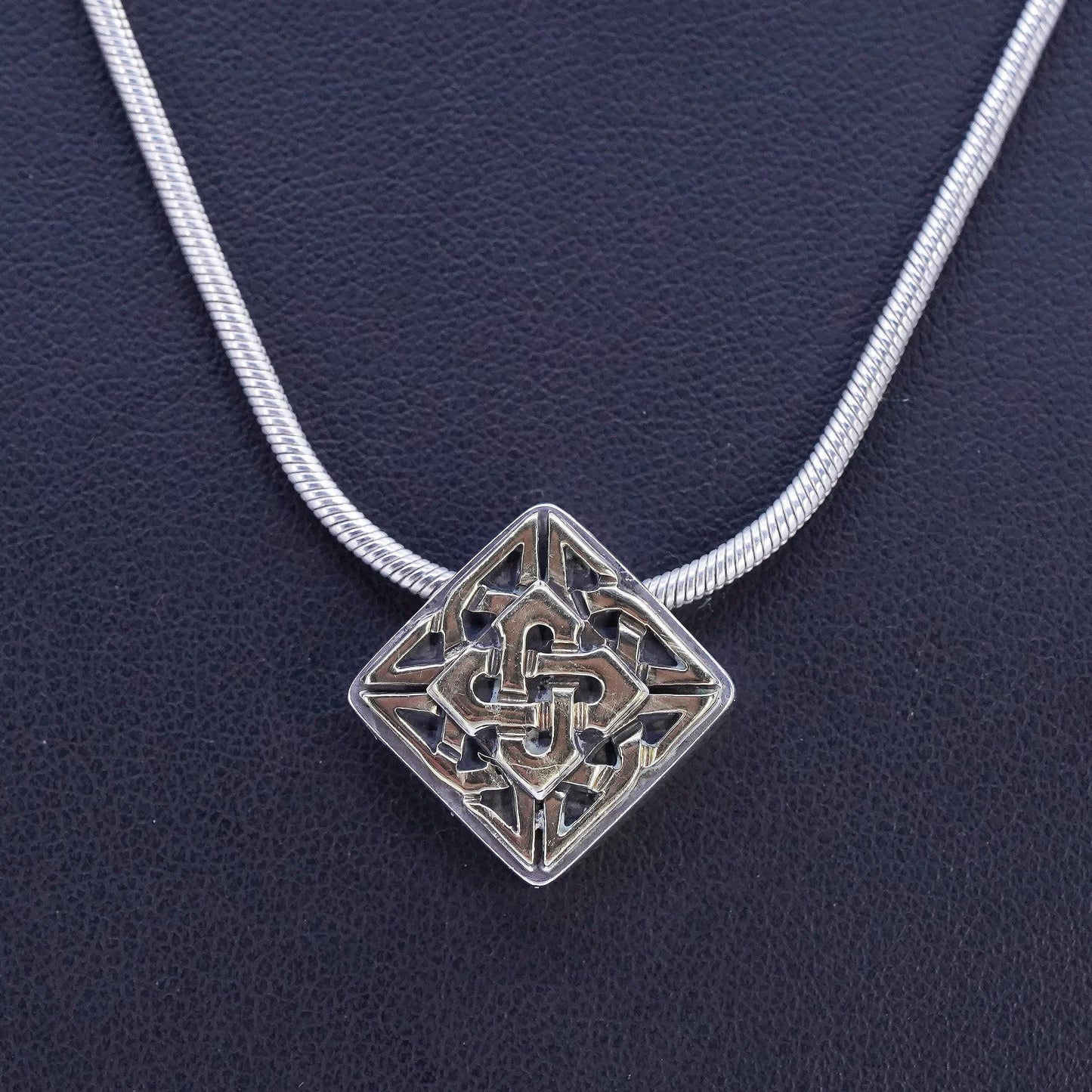 16", DDD Sterling 925 silver necklace 14K yellow gold Irish Celtic knot pendant