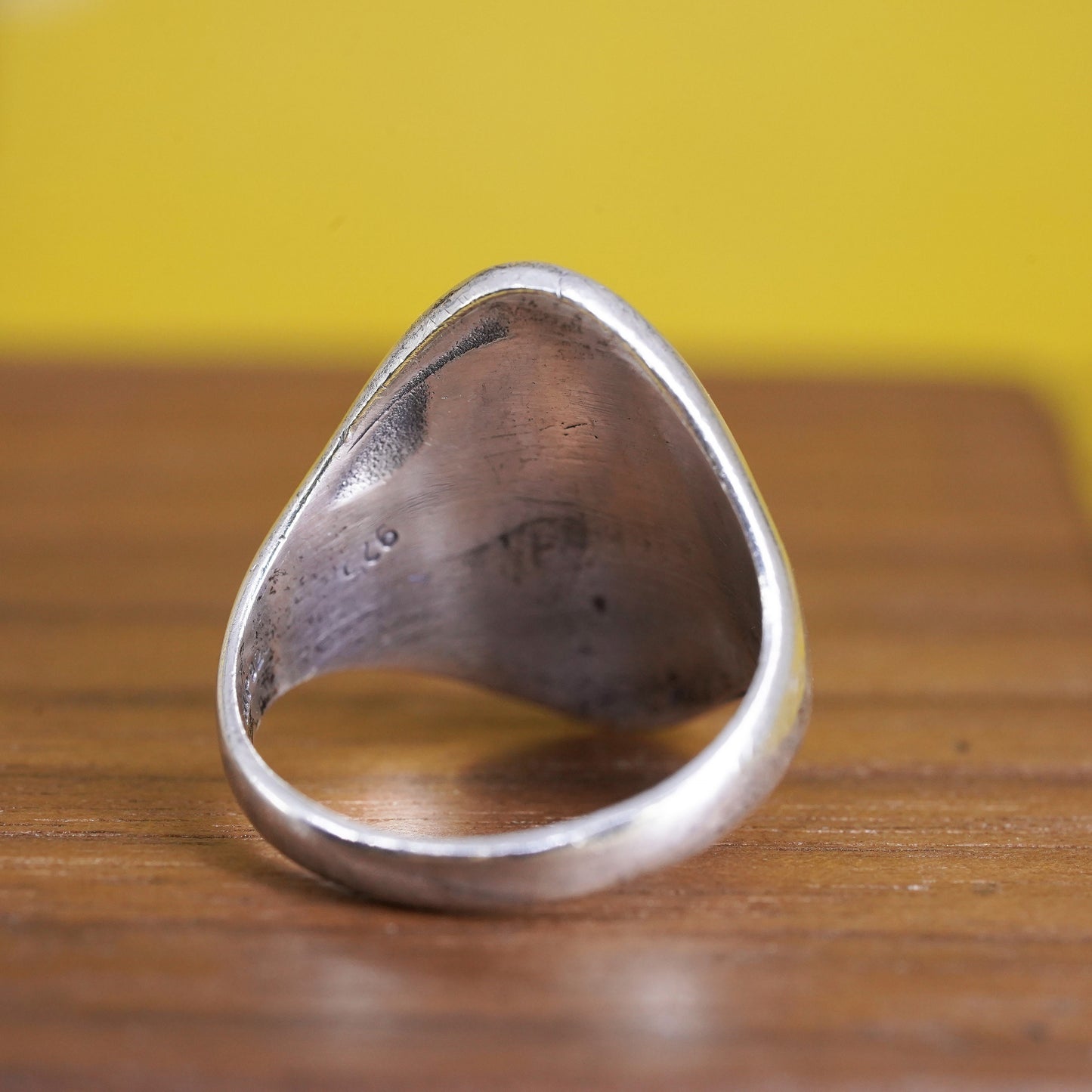 Size 4, modern southwestern Sterling 925 silver handmade ring with oval onyx