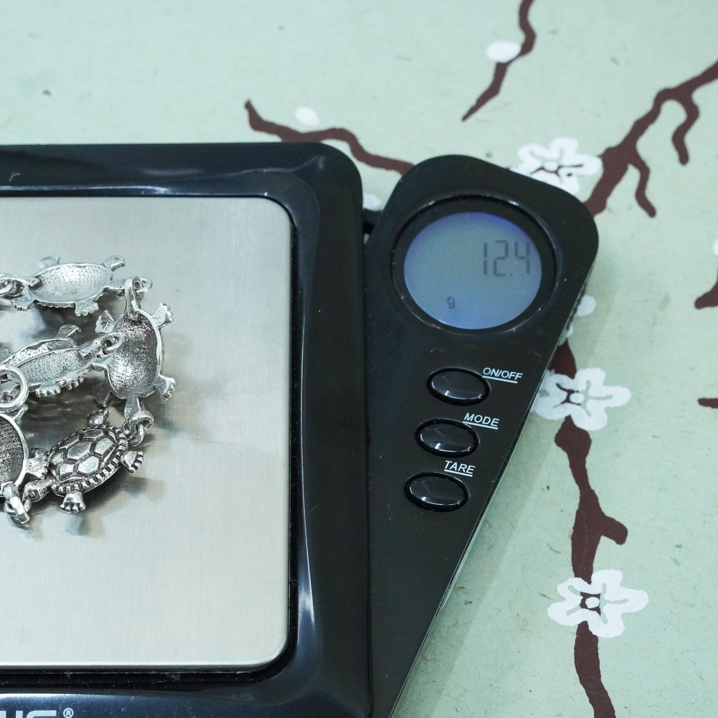 6.5”, Vintage sterling silver handmade bracelet, 925 turtle chain