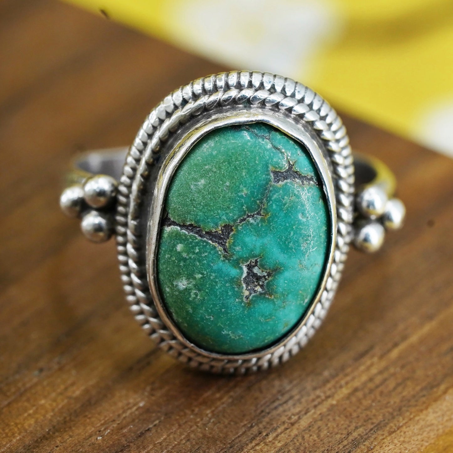 Size 7, Native American Sterling silver ring, southwestern 925 band turquoise