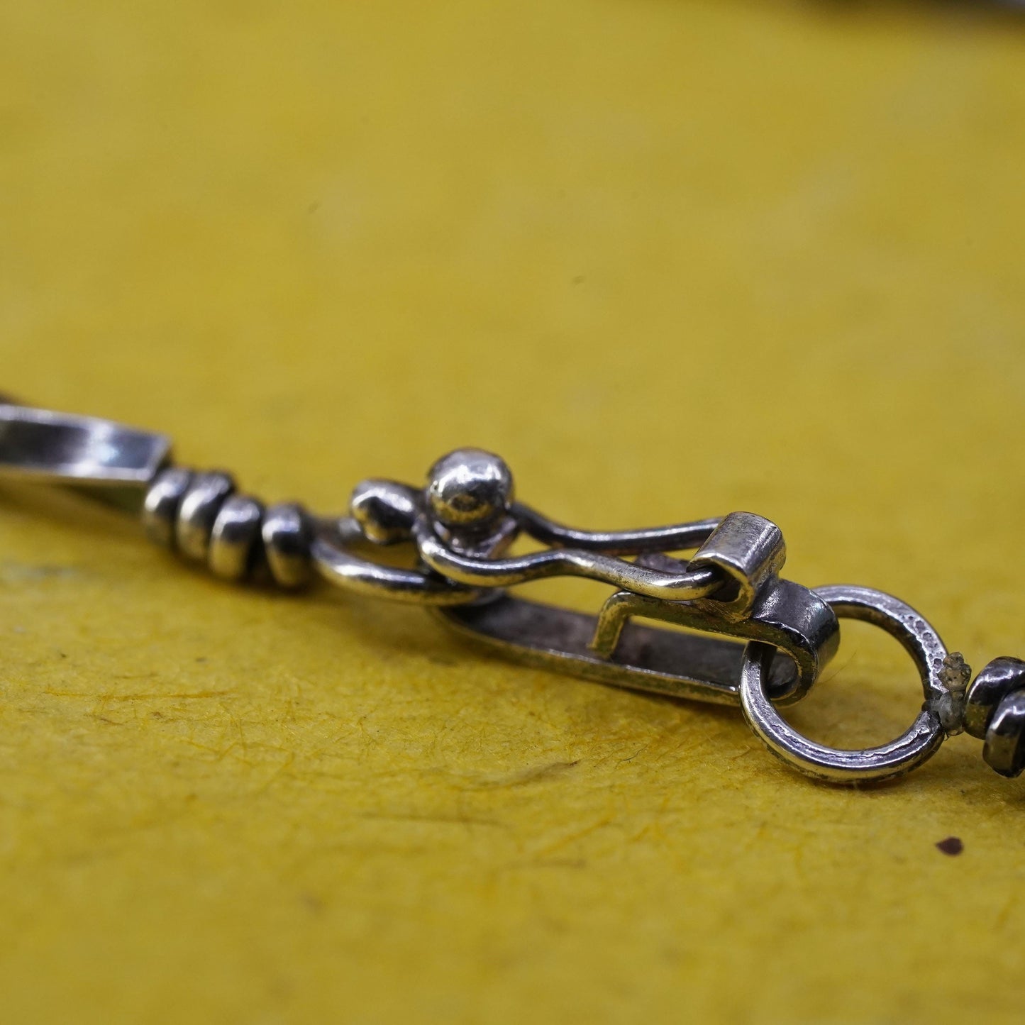 7", vintage Sterling silver handmade charm bracelet, 950 twisted tube chain