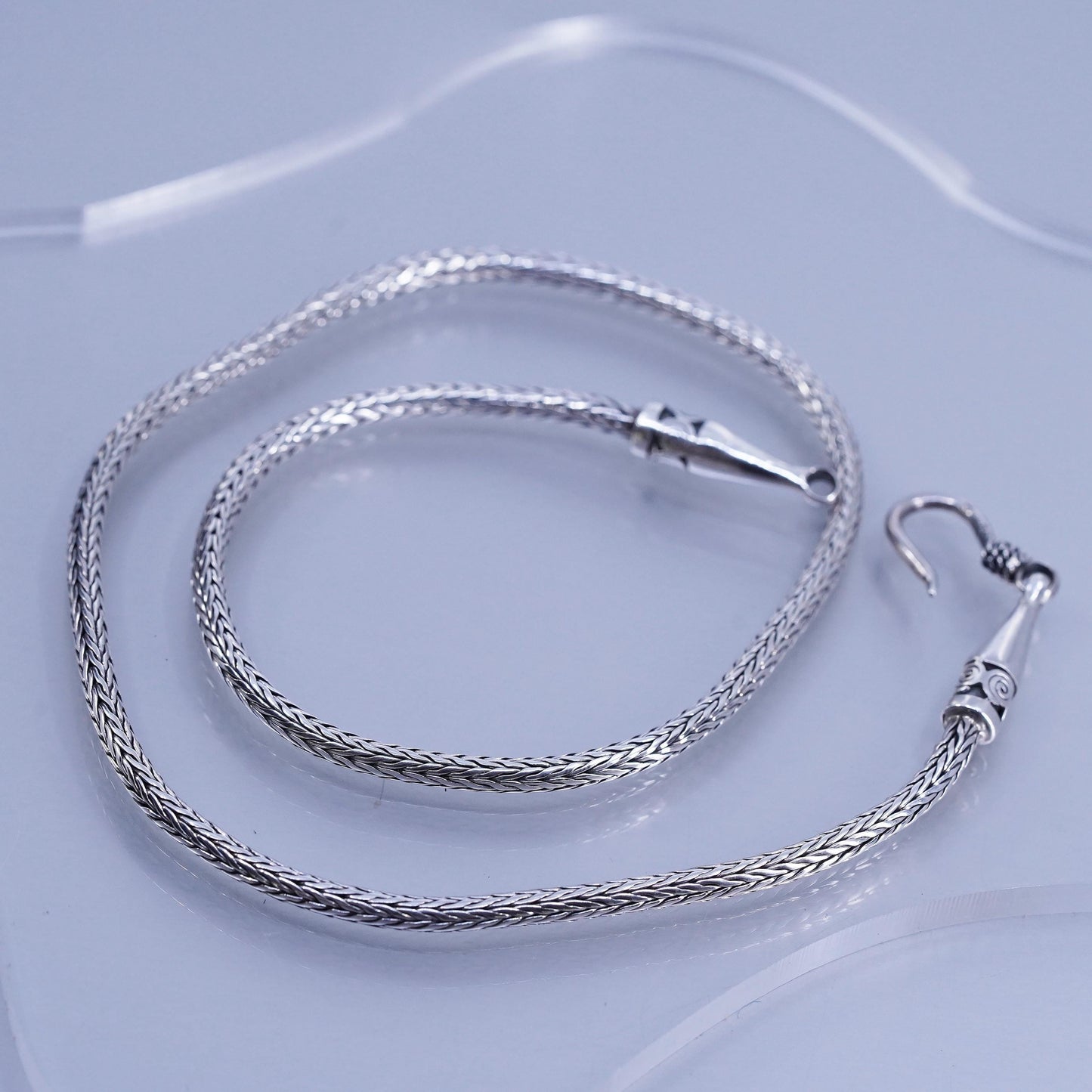 18” 3mm, vintage Sterling 925 silver handmade wheat chain necklace