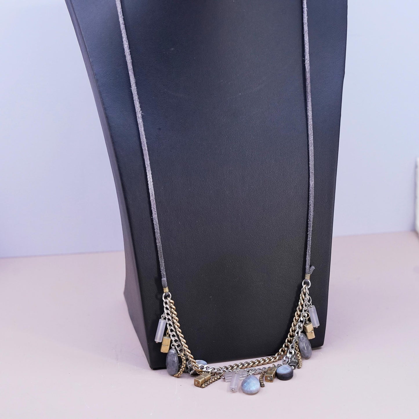 Silpada two tone Sterling Silver brass labradorite beads Necklace