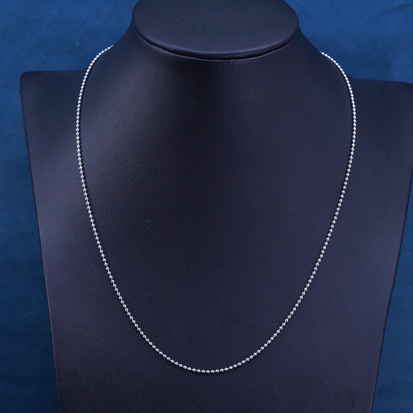 18" 1mm, vintage Italian Sterling silver necklace, 925 beads chain