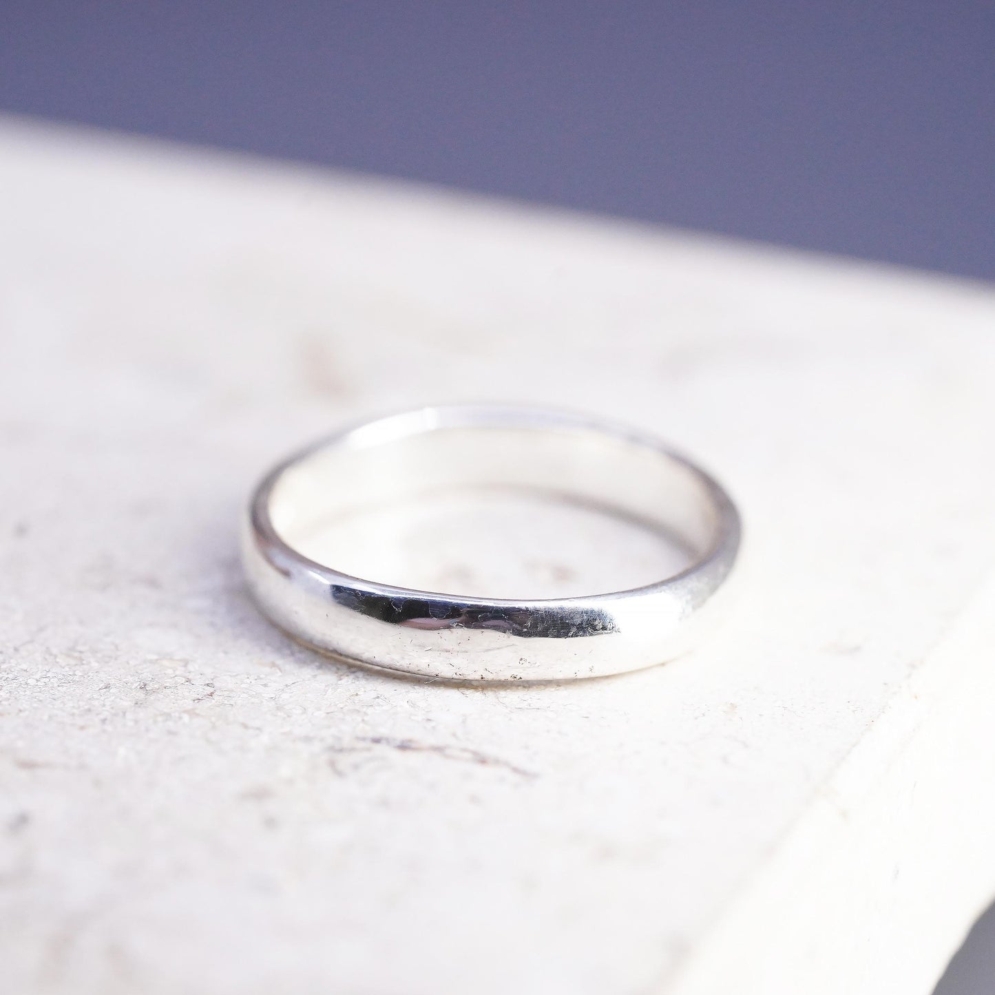 Size 8, vintage sterling silver handmade ring, 925 band with Jesus embossed