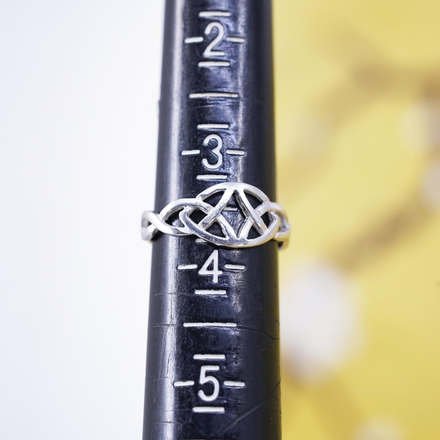 Size 3.5, vintage Sterling silver handmade Celtic knot ring, 925 band