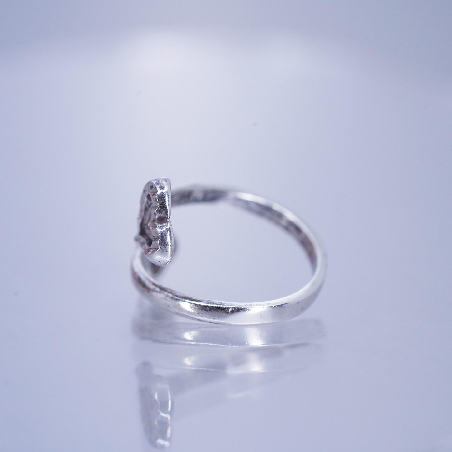 Size adjustable, vintage Sterling 925 silver handmade ring, wrap heart band