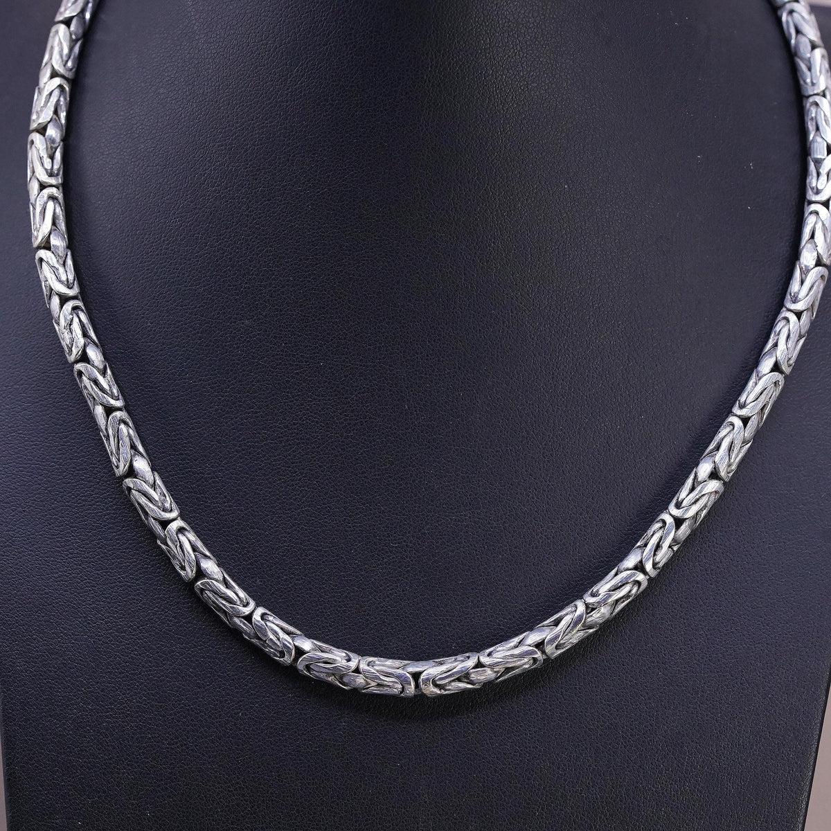 19” 5mm, Vintage Southwestern Sterling 925 silver Birdcage Byzantine necklace
