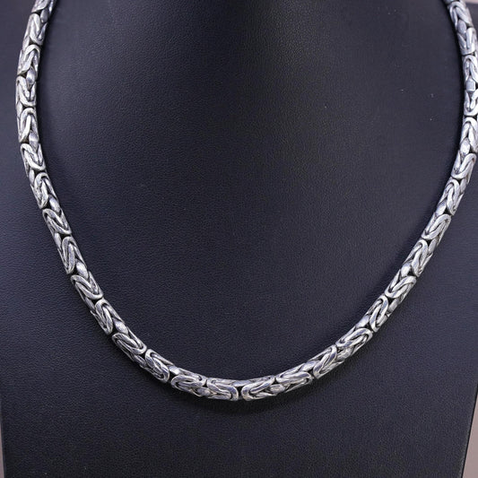 19” 5mm, Vintage Southwestern Sterling 925 silver Birdcage Byzantine necklace