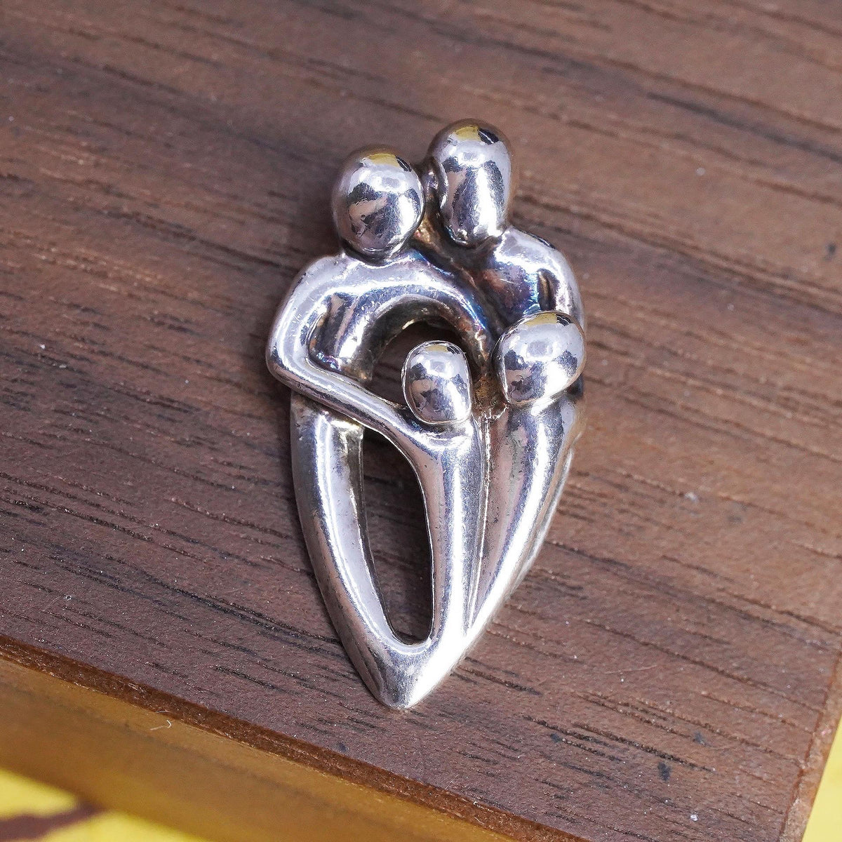 Vintage southwestern Shube sterling silver heart Pendant 925 Parents kids charm
