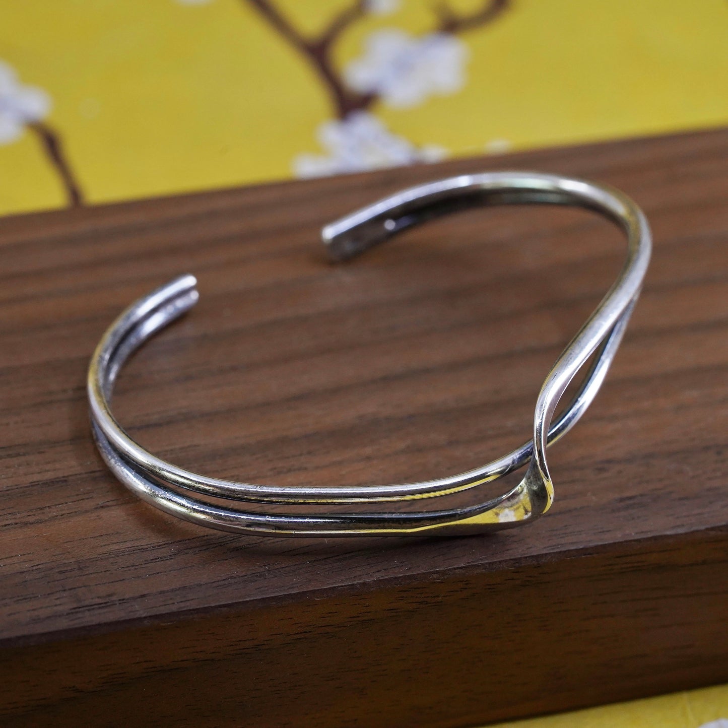 6", Vintage southwestern Sterling silver handmade bracelet, 925 twisted cuff