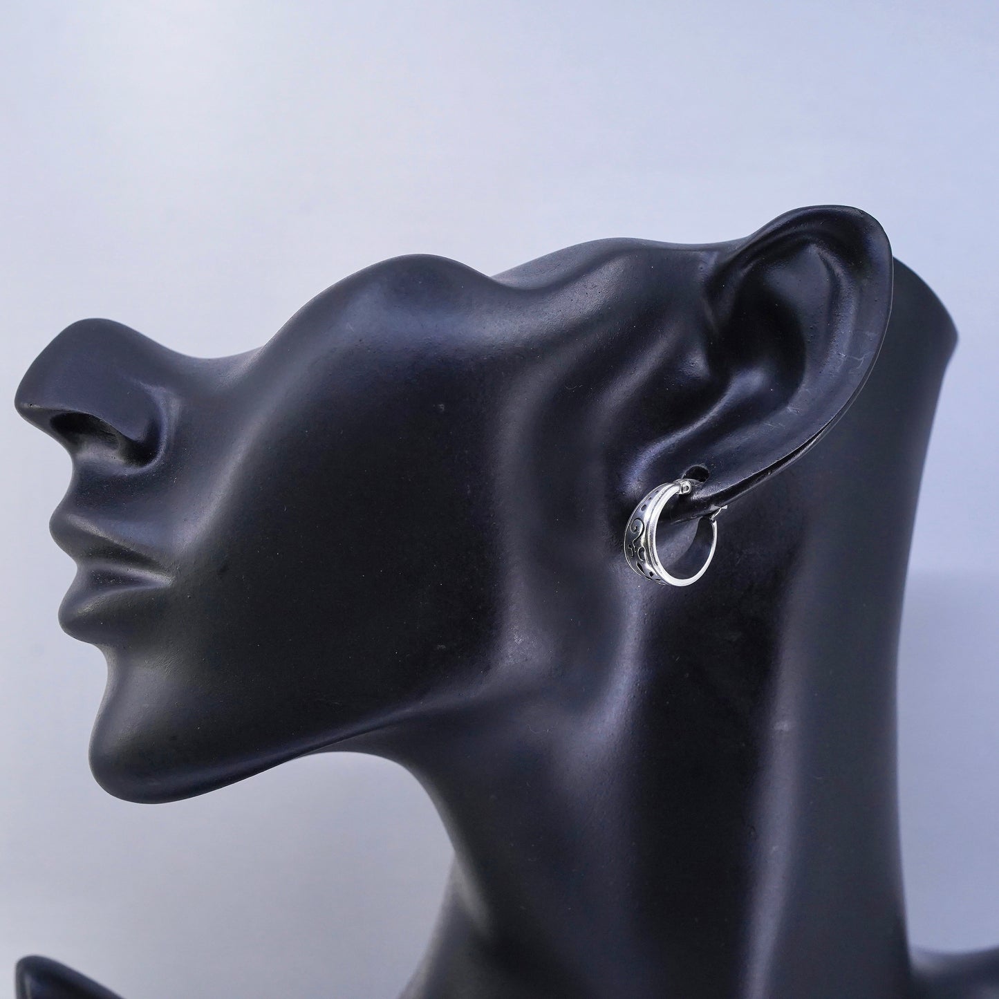 0.5”, vintage Sterling silver handmade earrings, 925 huggie hoops