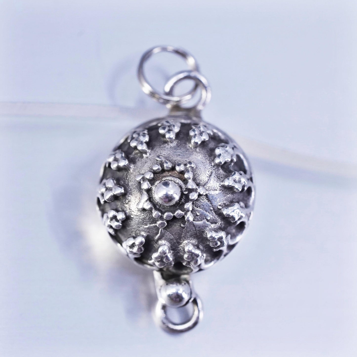 Vintage Sterling 925 silver handmade beaded clasp