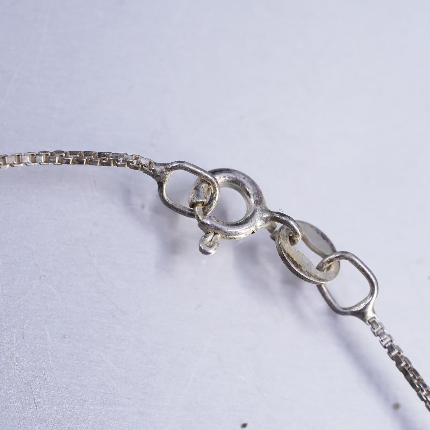 18", vintage Sterling 925 silver handmade box chain necklace black Onyx pendant