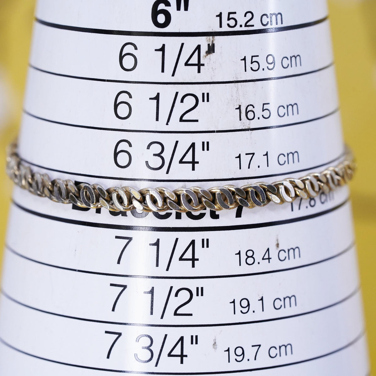 7”, vintage Sterling silver handmade curb bracelet, 925 flatten curb bracelet
