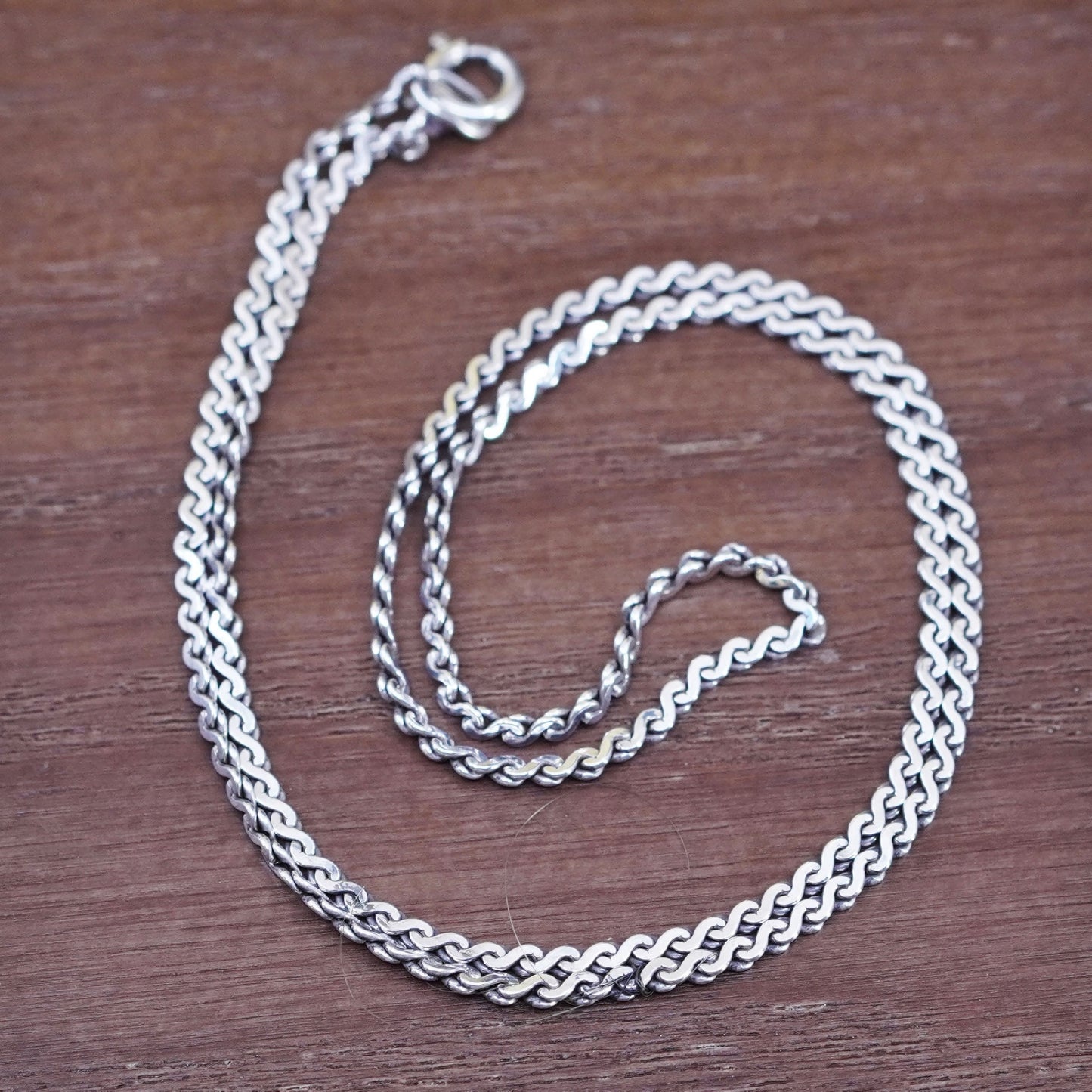 16”, 2mm, vintage Sterling silver necklace, Italy 925 s link chain