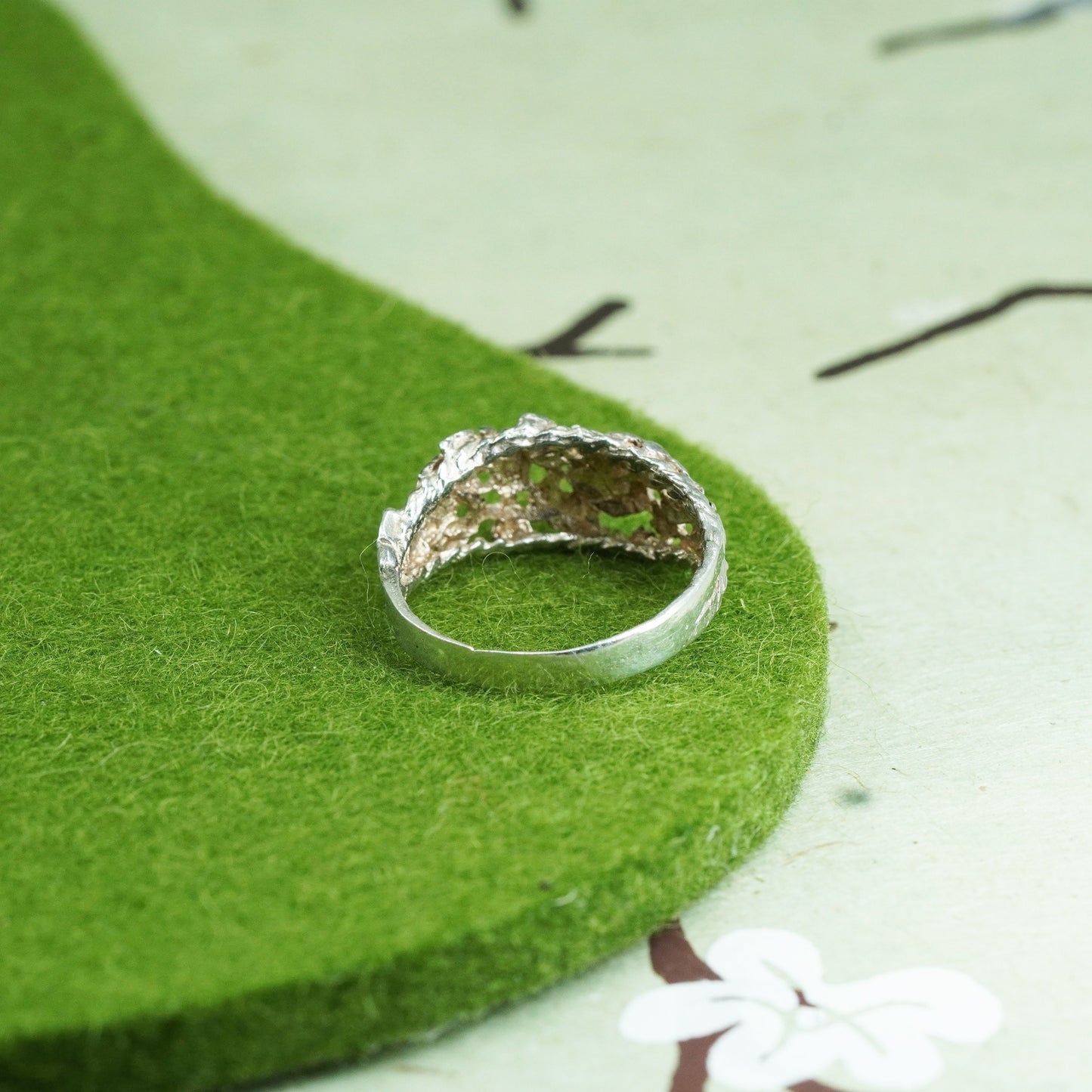 Size 5.5, vintage sterling silver handmade ring, Mexico textured 925 band