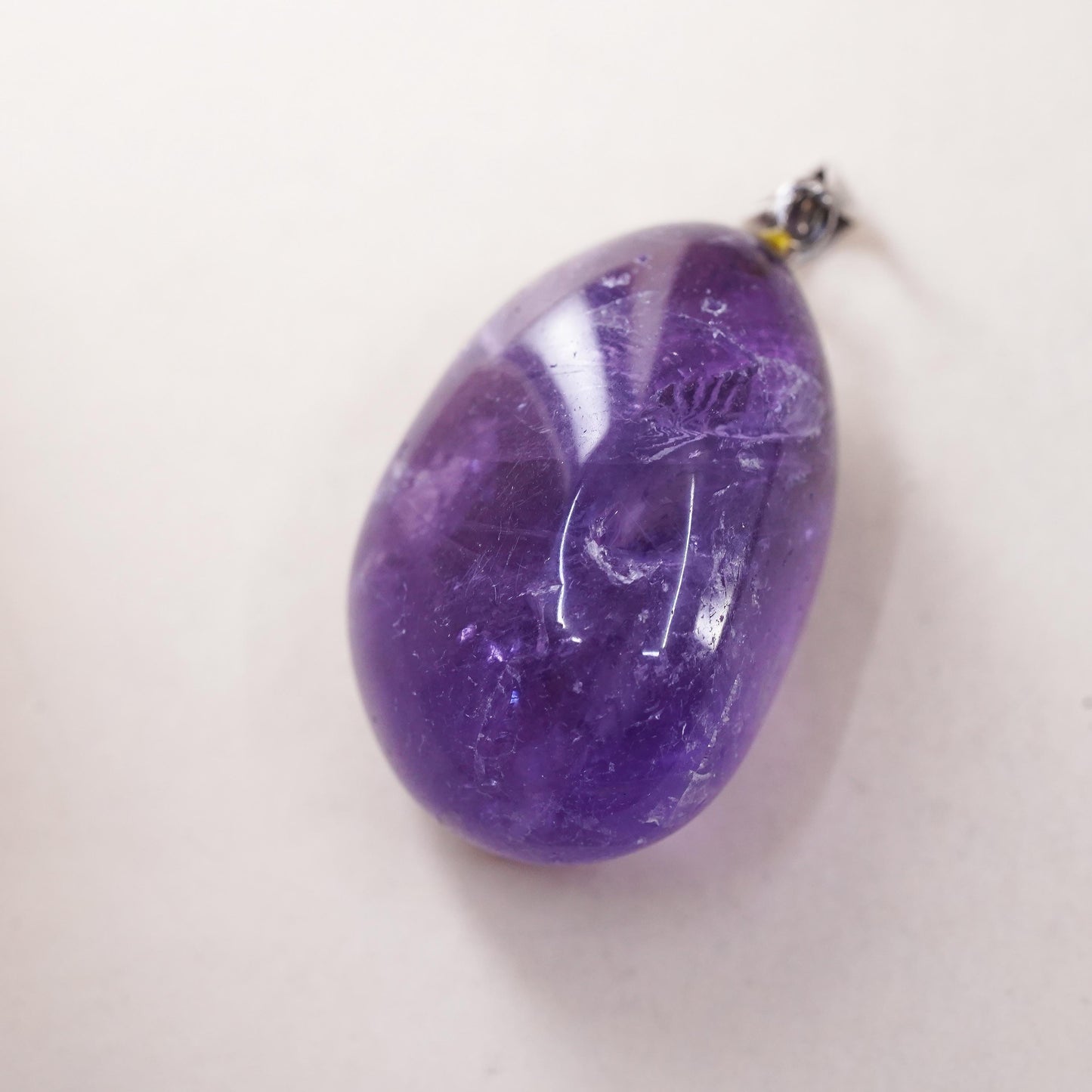 Vintage Sterling 925 silver handmade pendant with amethyst nugget