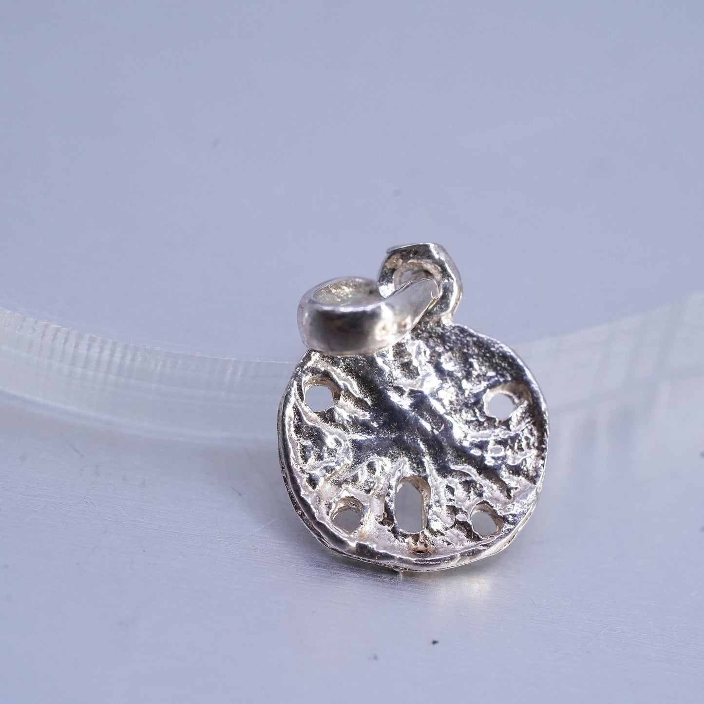 Vintage Sterling silver handmade charm, 925 sand dollar pendant