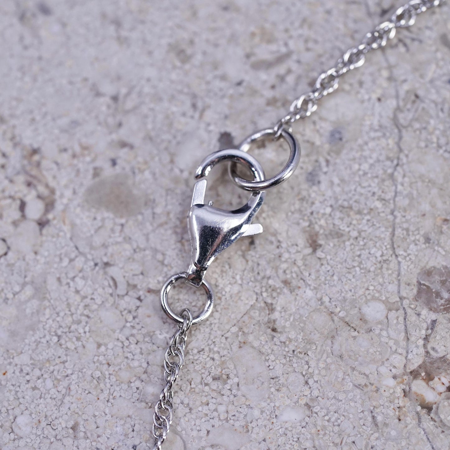 18" Sterling silver necklace, 925 Singapore rope chain AB crystal cross pendant