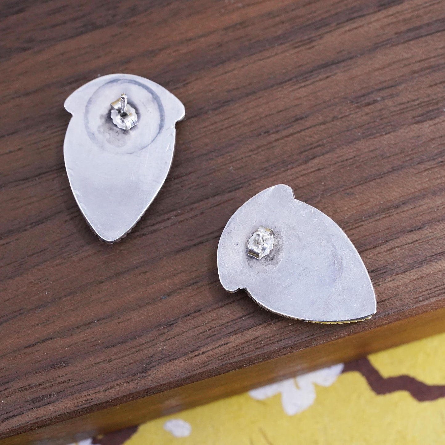 Native American Sterling 925 silver teardrop studs earrings turquoise coral