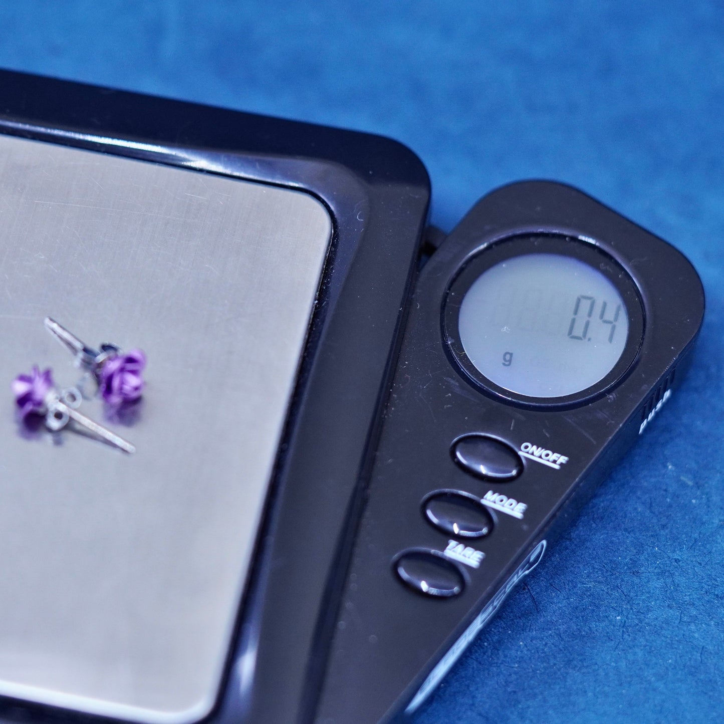 Vintage Sterling silver earrings, 925 purple flower studs